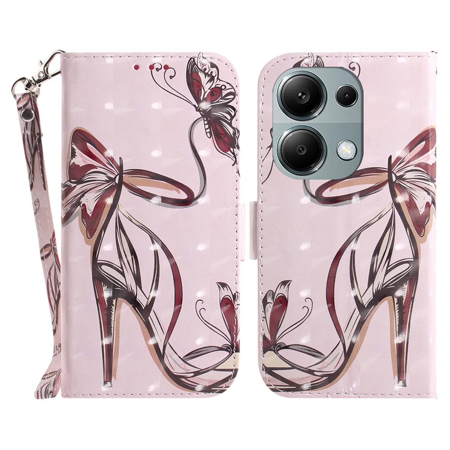 For Xiaomi Redmi Note 13 Pro 4G / Poco M6 Pro 4G Case Wallet Pattern Printed Leather Cover with Strap