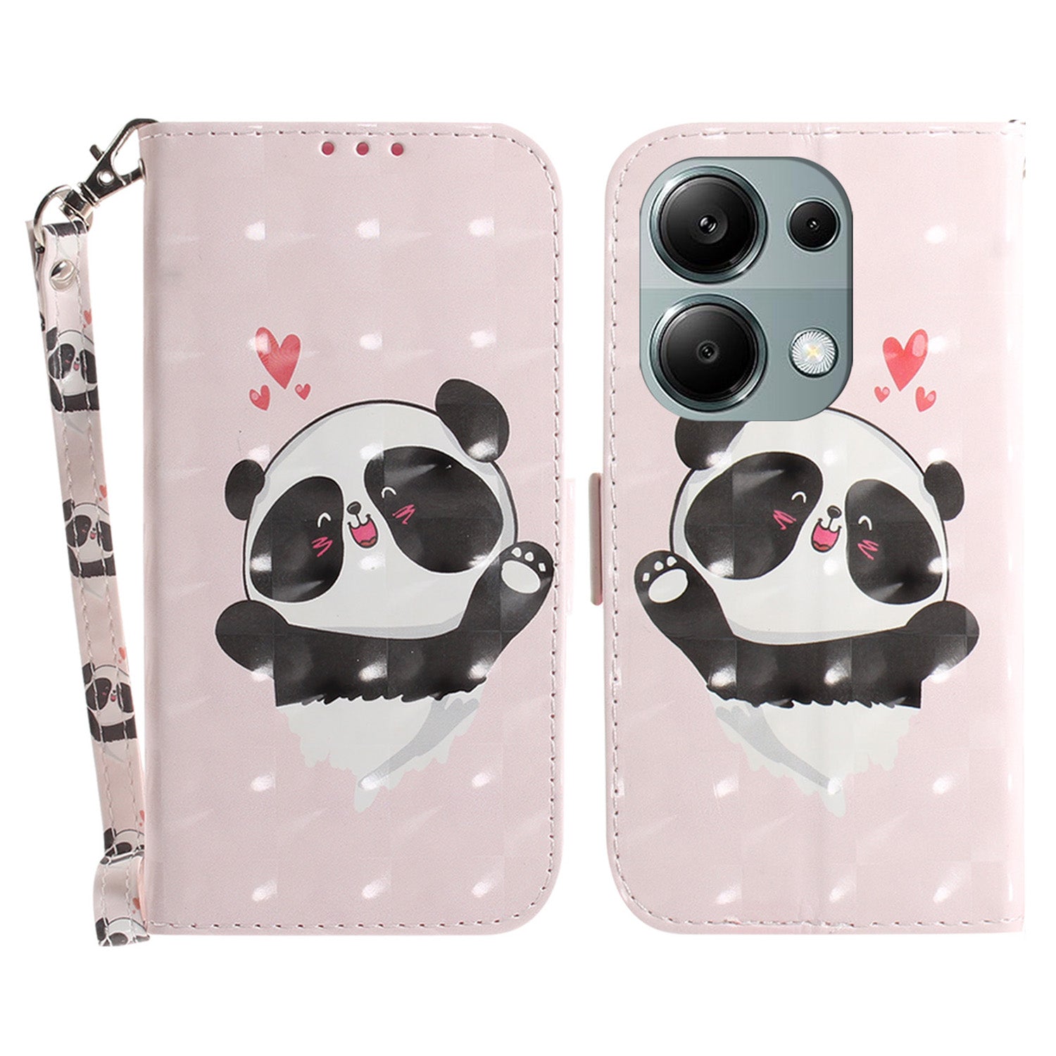 For Xiaomi Redmi Note 13 Pro 4G / Poco M6 Pro 4G Case Wallet Pattern Printed Leather Cover with Strap
