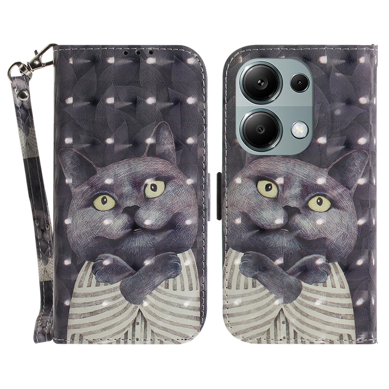 For Xiaomi Redmi Note 13 Pro 4G / Poco M6 Pro 4G Case Wallet Pattern Printed Leather Cover with Strap