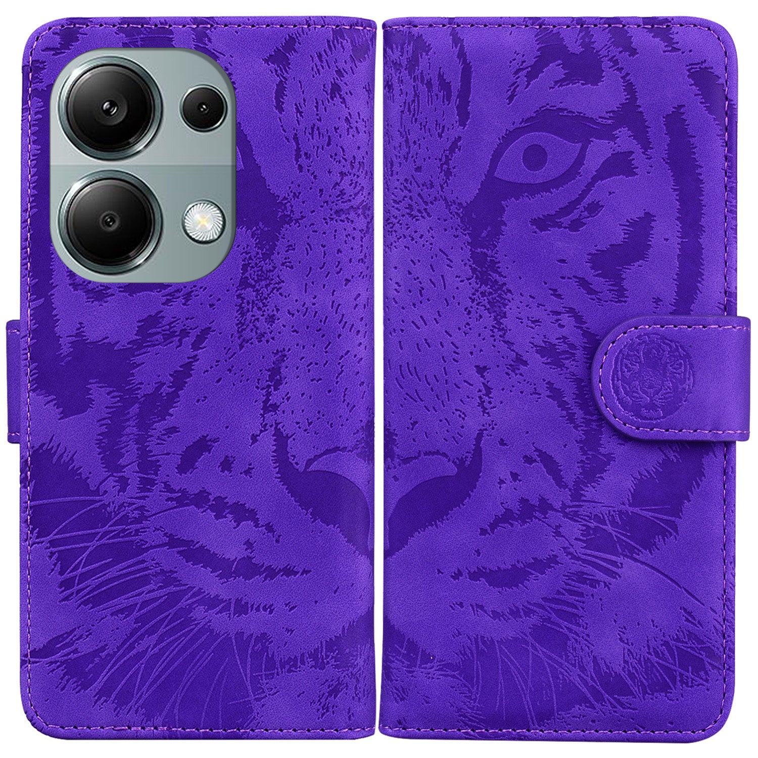 For Xiaomi Redmi Note 13 Pro 4G / Poco M6 Pro 4G Case PU Leather Wallet Tiger Pattern Phone Cover