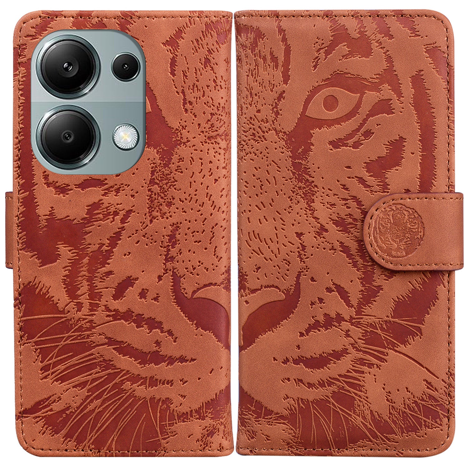 For Xiaomi Redmi Note 13 Pro 4G / Poco M6 Pro 4G Case PU Leather Wallet Tiger Pattern Phone Cover