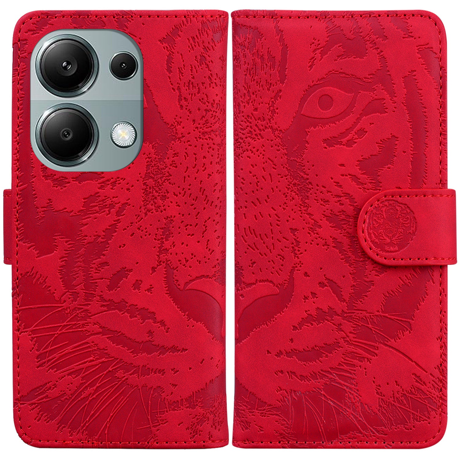 For Xiaomi Redmi Note 13 Pro 4G / Poco M6 Pro 4G Case PU Leather Wallet Tiger Pattern Phone Cover