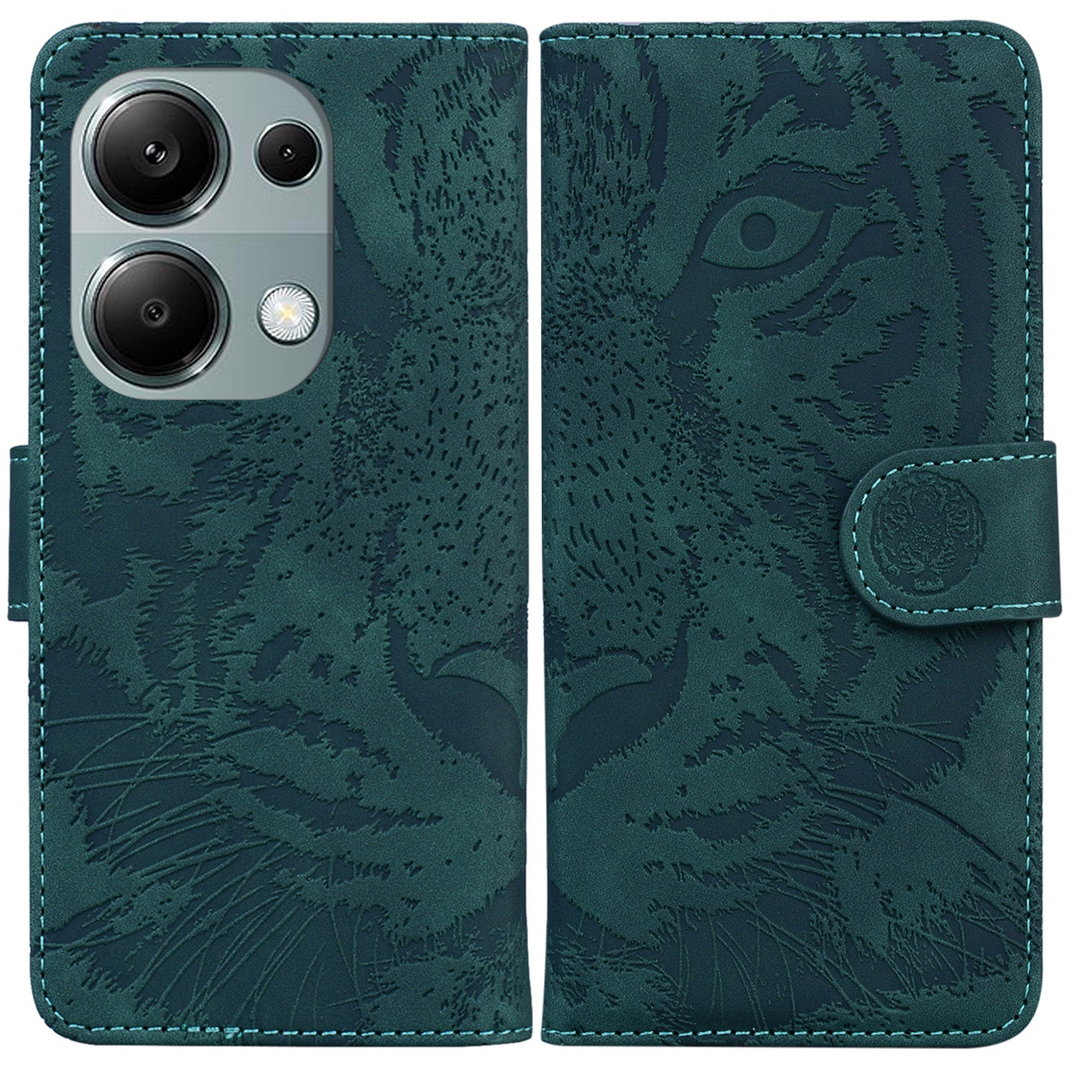 For Xiaomi Redmi Note 13 Pro 4G / Poco M6 Pro 4G Case PU Leather Wallet Tiger Pattern Phone Cover