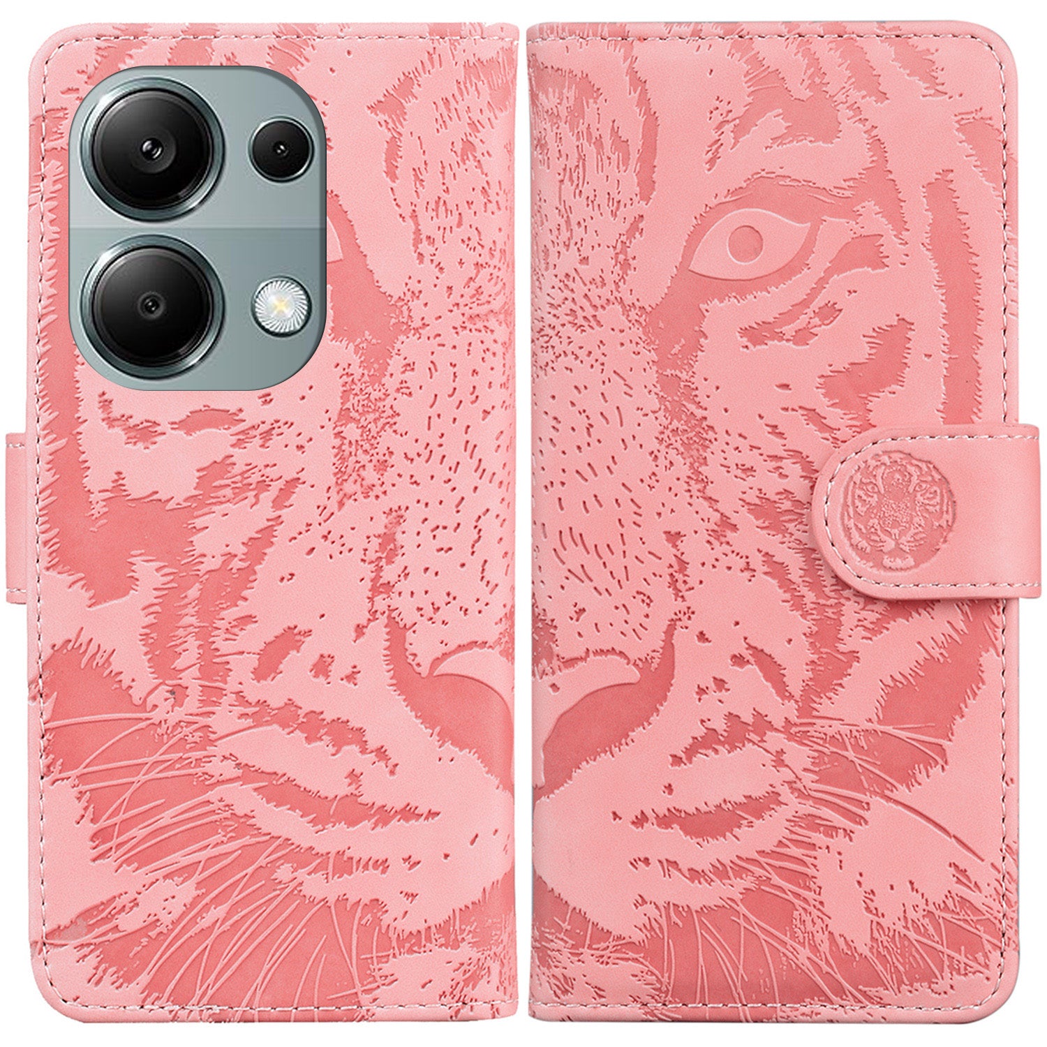 For Xiaomi Redmi Note 13 Pro 4G / Poco M6 Pro 4G Case PU Leather Wallet Tiger Pattern Phone Cover