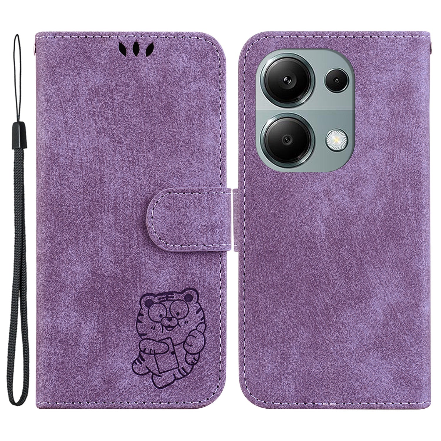 For Xiaomi Redmi Note 13 Pro 4G / Poco M6 Pro 4G Leather Case Cute Tiger Imprinted Phone Cover