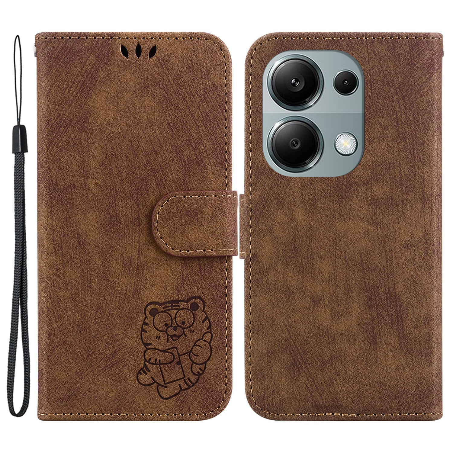 For Xiaomi Redmi Note 13 Pro 4G / Poco M6 Pro 4G Leather Case Cute Tiger Imprinted Phone Cover