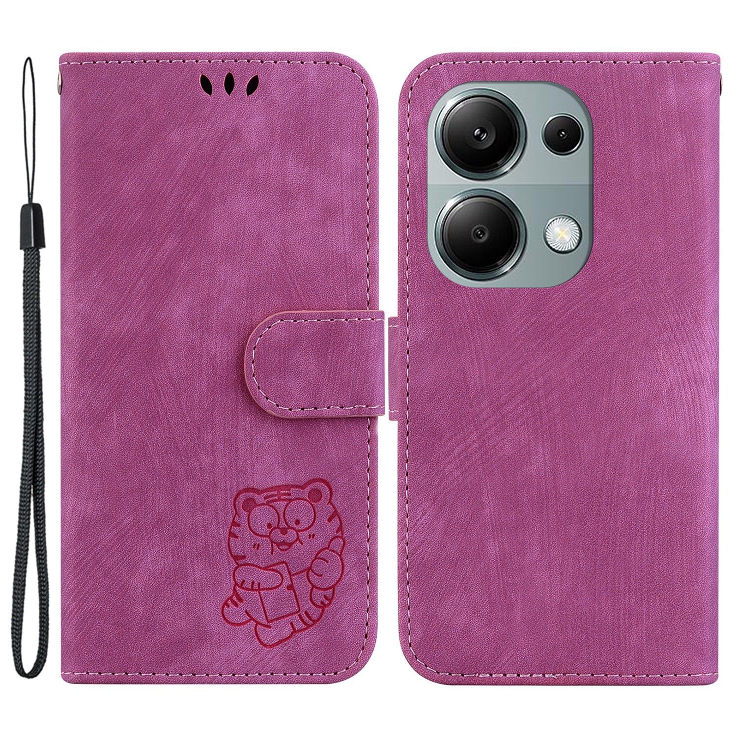 For Xiaomi Redmi Note 13 Pro 4G / Poco M6 Pro 4G Leather Case Cute Tiger Imprinted Phone Cover