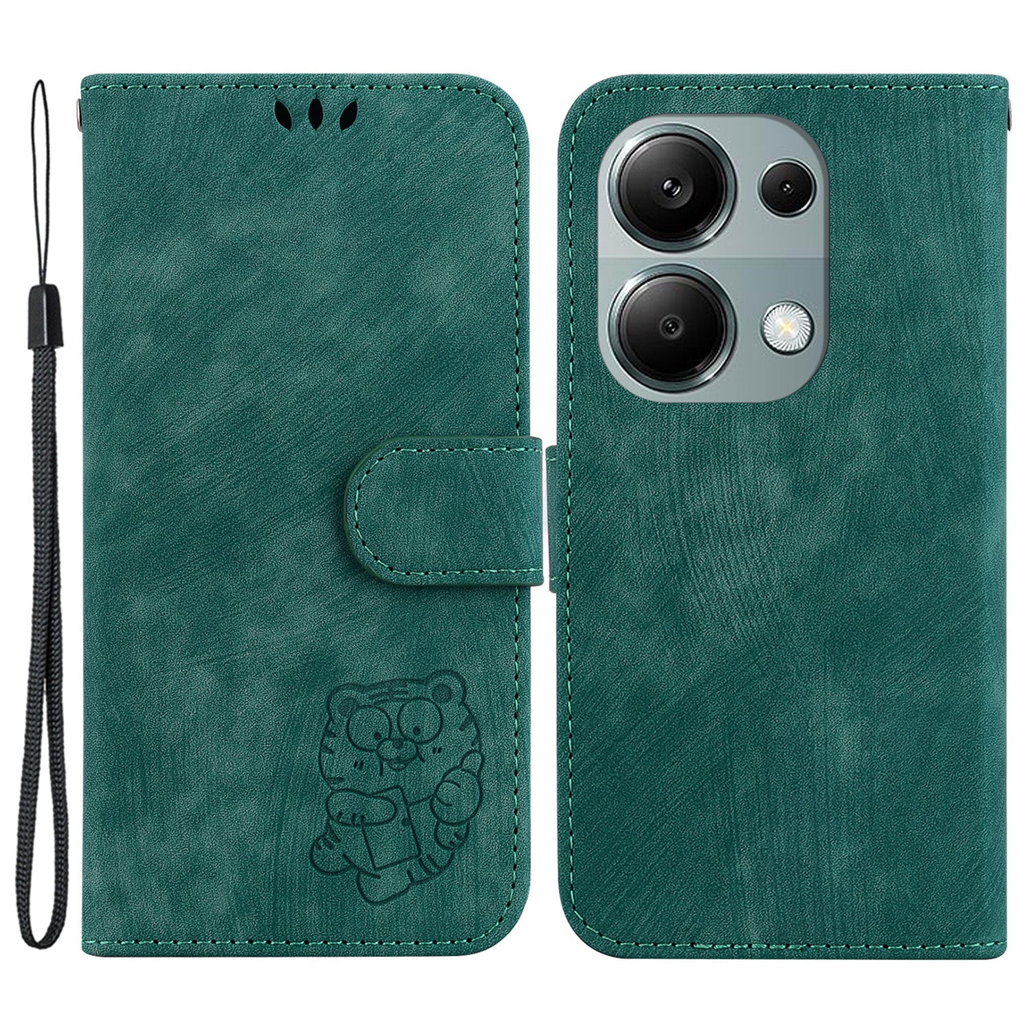 For Xiaomi Redmi Note 13 Pro 4G / Poco M6 Pro 4G Leather Case Cute Tiger Imprinted Phone Cover
