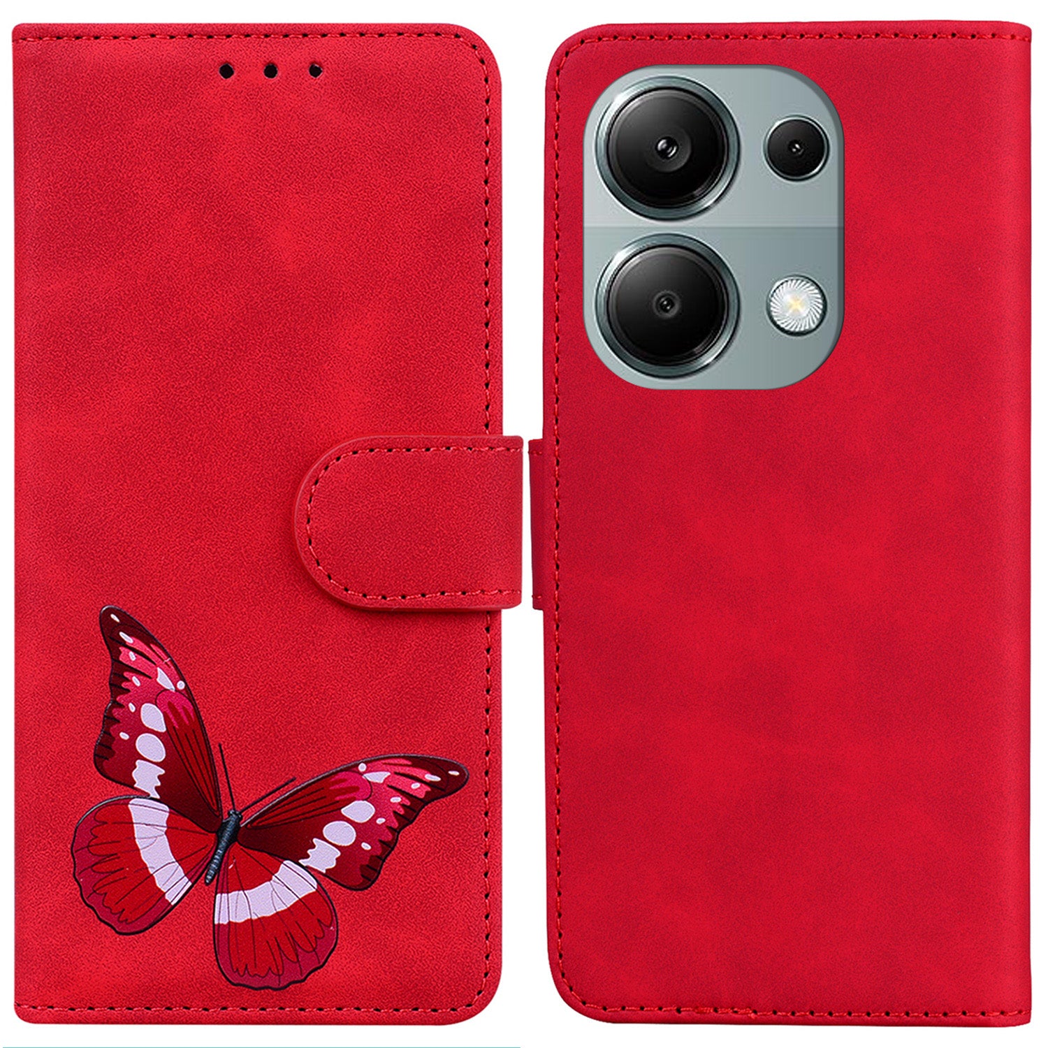 For Xiaomi Redmi Note 13 Pro 4G / Poco M6 Pro 4G Case Butterfly PU Leather Wallet Stand Cover