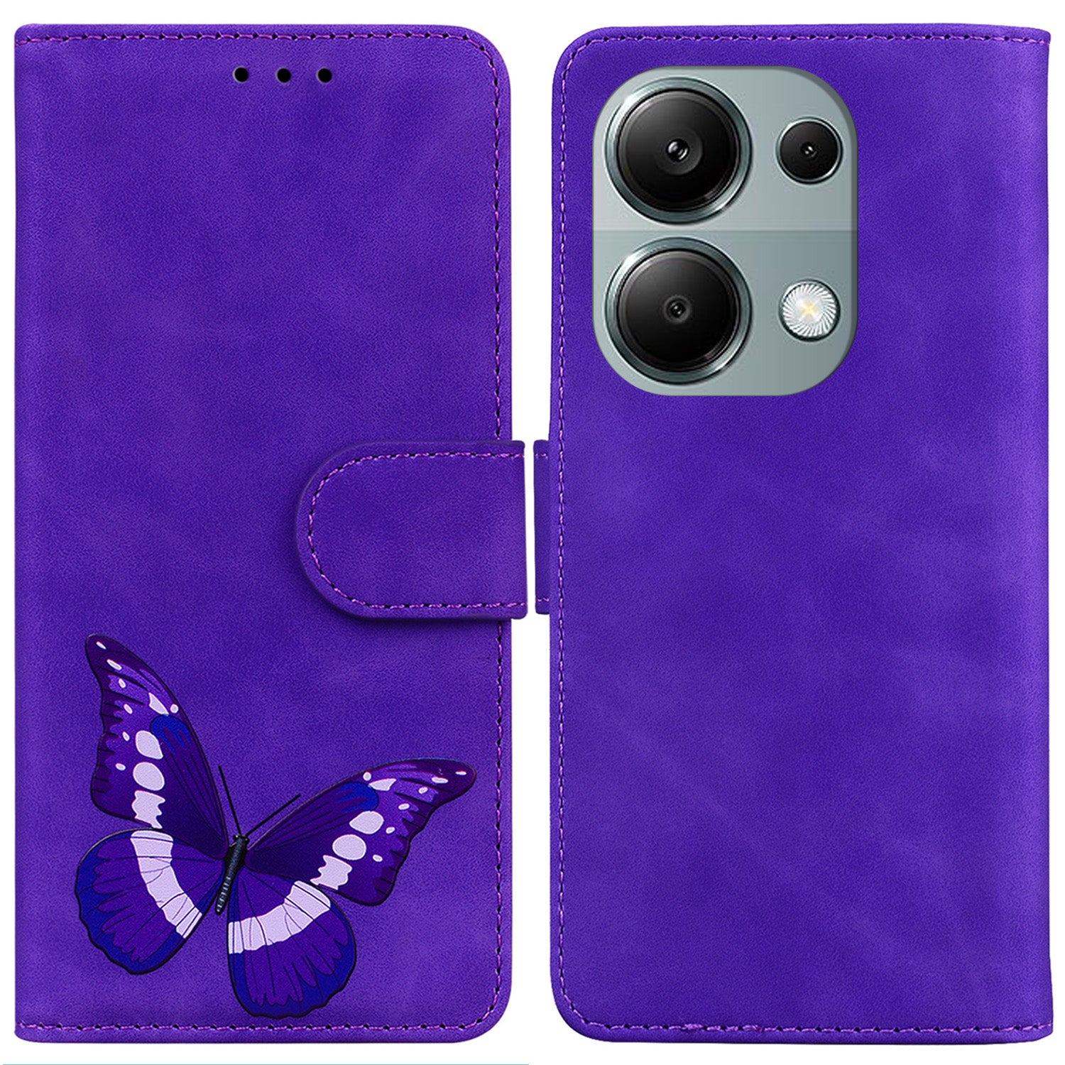 For Xiaomi Redmi Note 13 Pro 4G / Poco M6 Pro 4G Case Butterfly PU Leather Wallet Stand Cover