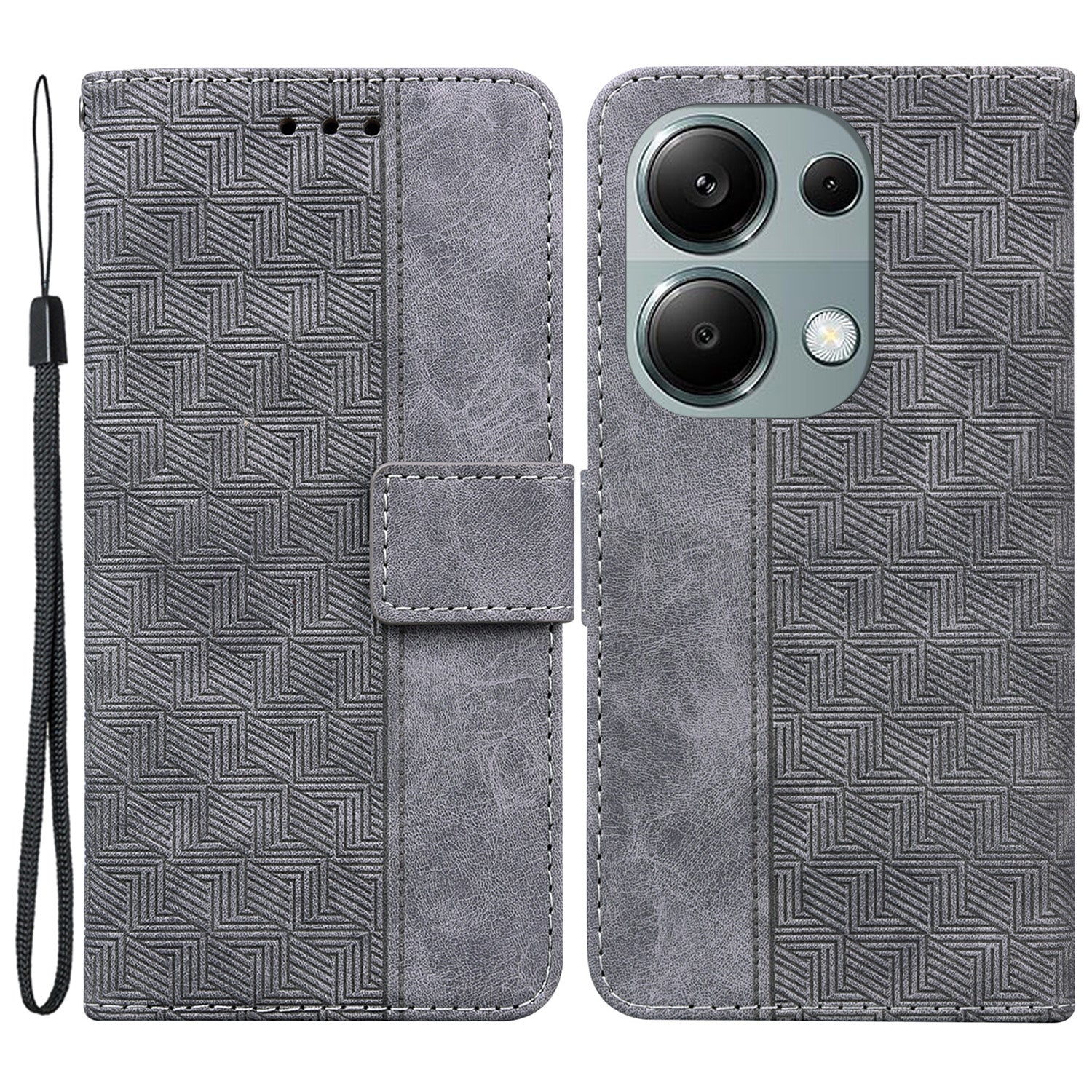 For Xiaomi Redmi Note 13 Pro 4G / Poco M6 Pro 4G Wallet Case Geometry Leather Phone Cover