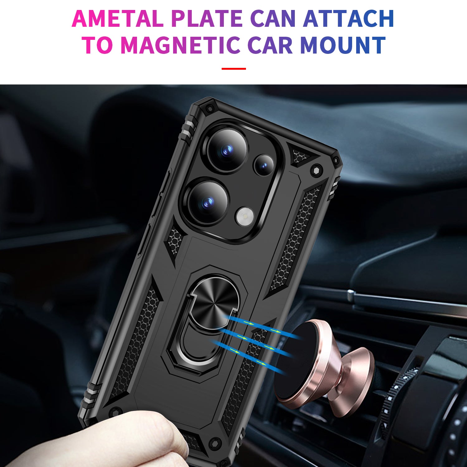 For Xiaomi Redmi Note 13 Pro 4G / Poco M6 Pro 4G Case Anti-Drop PC+TPU Kickstand Phone Cover