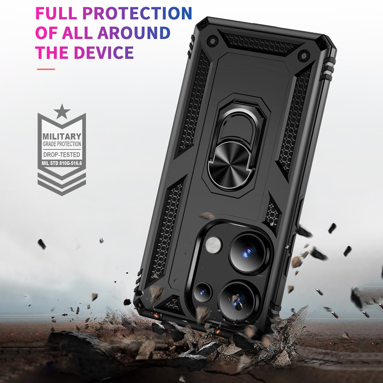For Xiaomi Redmi Note 13 Pro 4G / Poco M6 Pro 4G Case Anti-Drop PC+TPU Kickstand Phone Cover