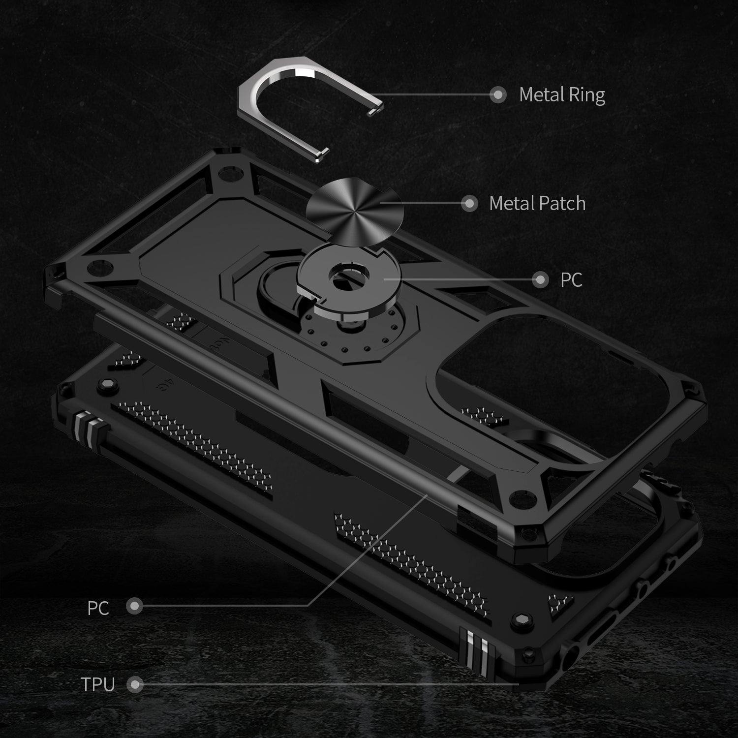 For Xiaomi Redmi Note 13 Pro 4G / Poco M6 Pro 4G Case Anti-Drop PC+TPU Kickstand Phone Cover