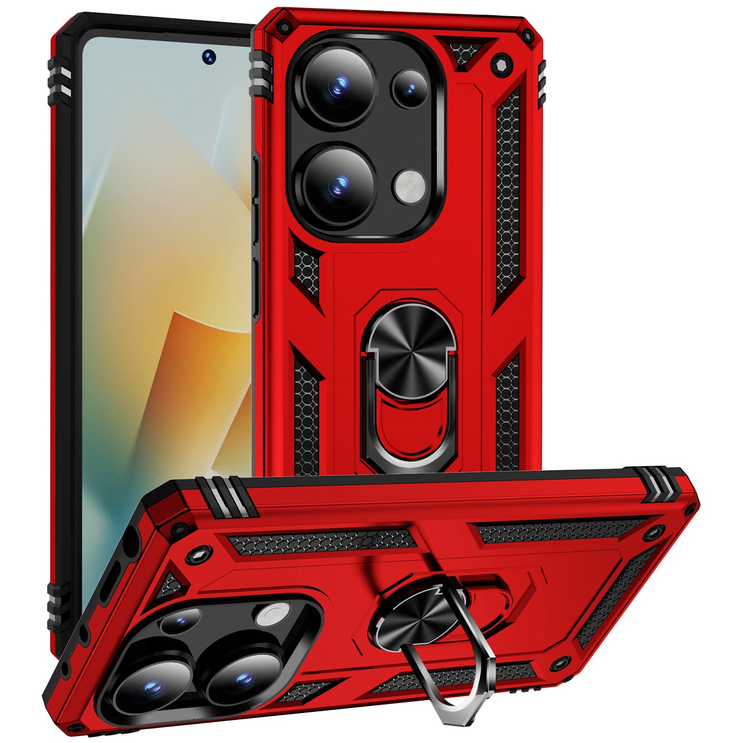 For Xiaomi Redmi Note 13 Pro 4G / Poco M6 Pro 4G Case Anti-Drop PC+TPU Kickstand Phone Cover