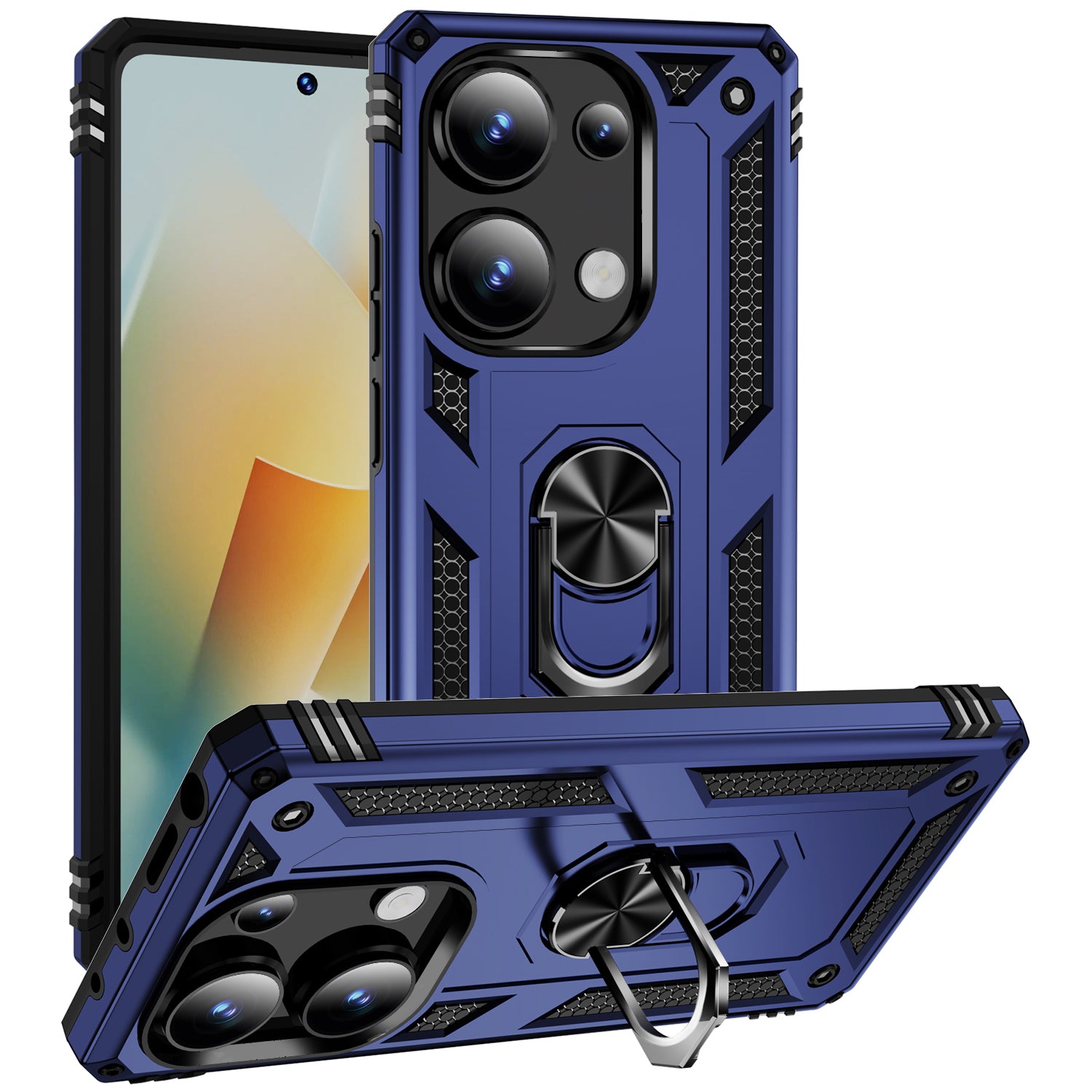 For Xiaomi Redmi Note 13 Pro 4G / Poco M6 Pro 4G Case Anti-Drop PC+TPU Kickstand Phone Cover