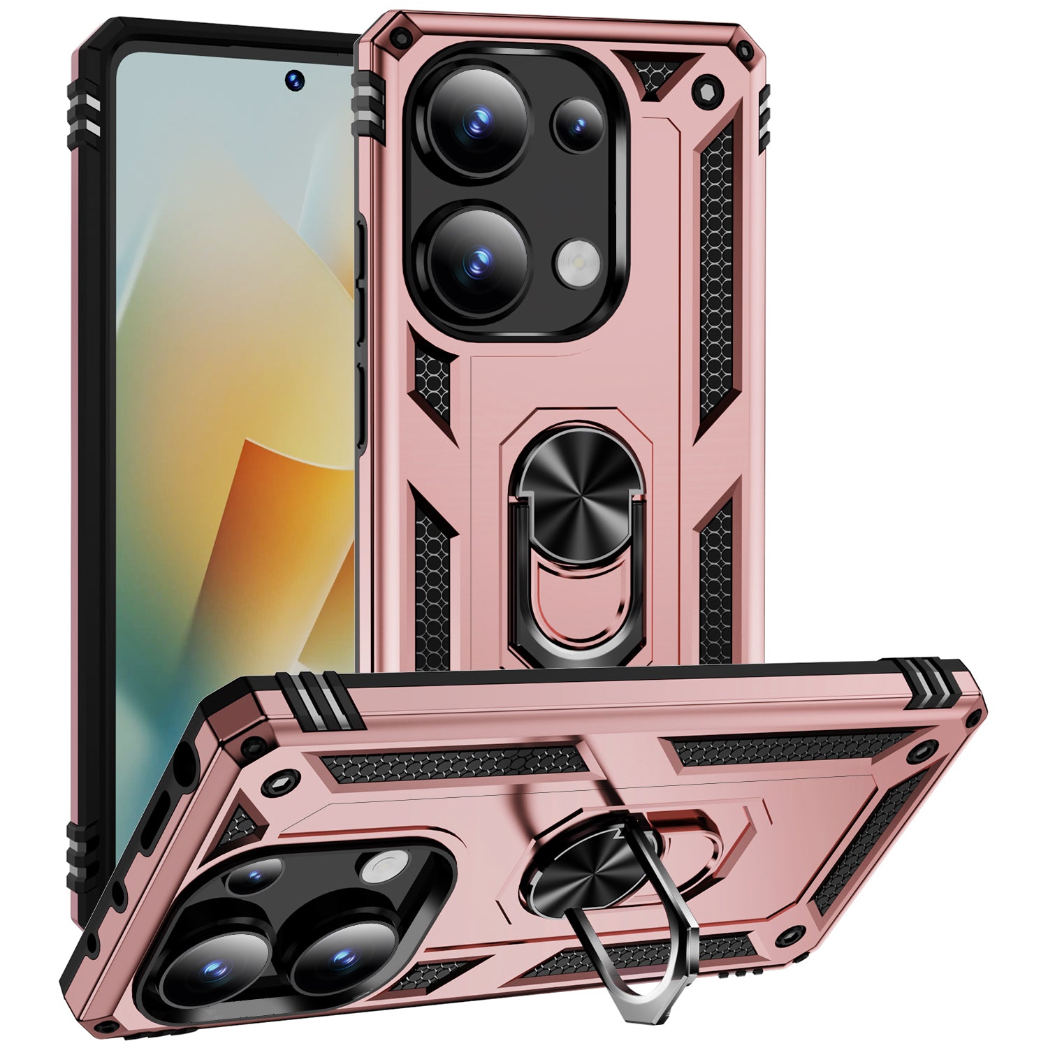 For Xiaomi Redmi Note 13 Pro 4G / Poco M6 Pro 4G Case Anti-Drop PC+TPU Kickstand Phone Cover