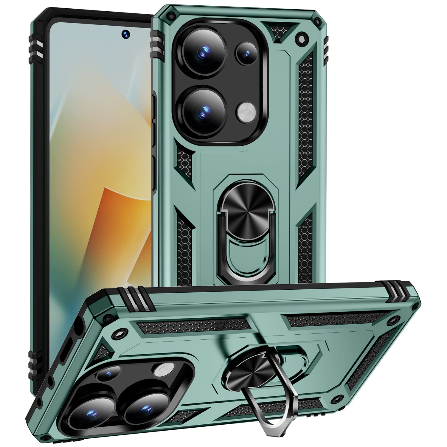 For Xiaomi Redmi Note 13 Pro 4G / Poco M6 Pro 4G Case Anti-Drop PC+TPU Kickstand Phone Cover