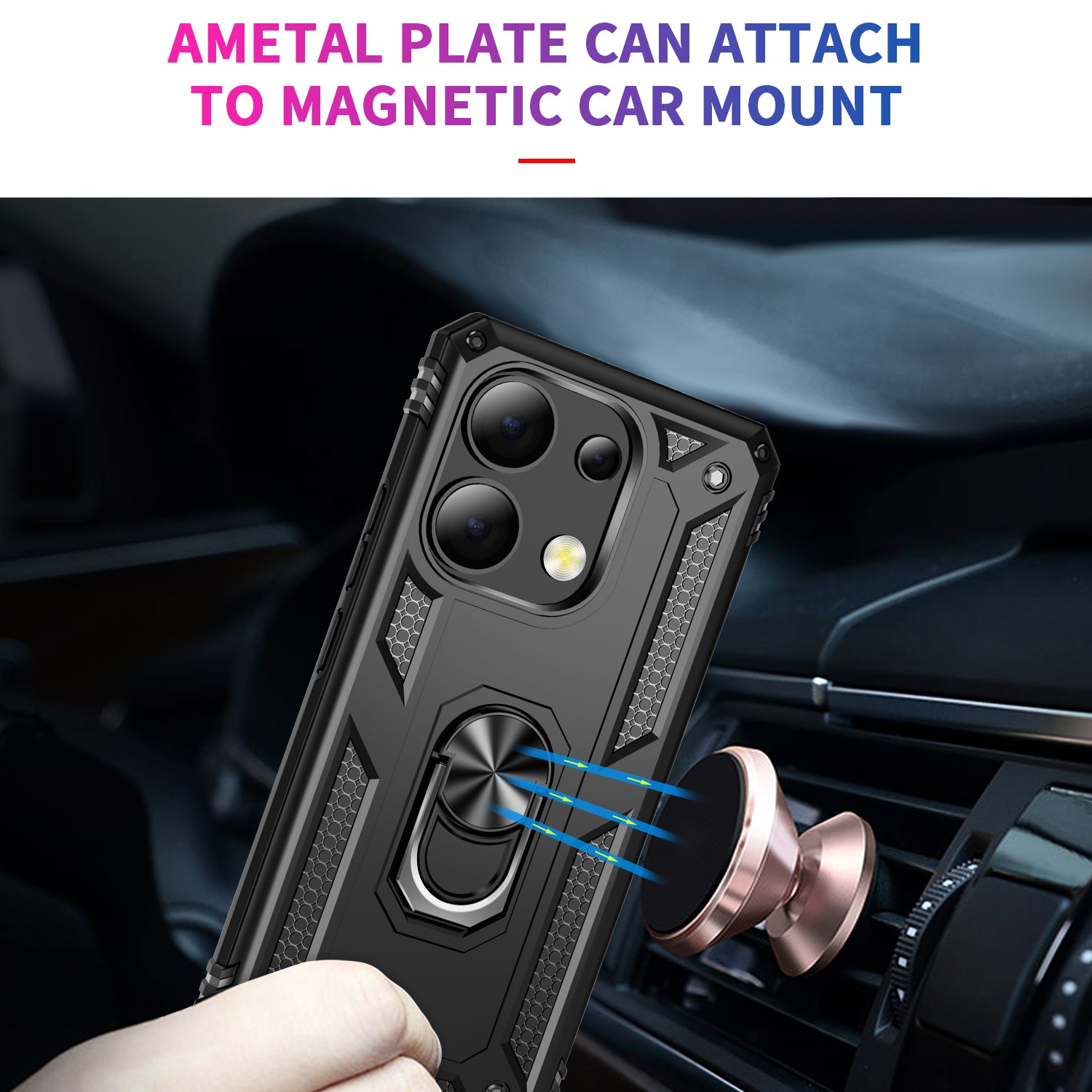 For Xiaomi Redmi Note 13 4G Case PC+TPU Shockproof Phone Cover with Kickstand