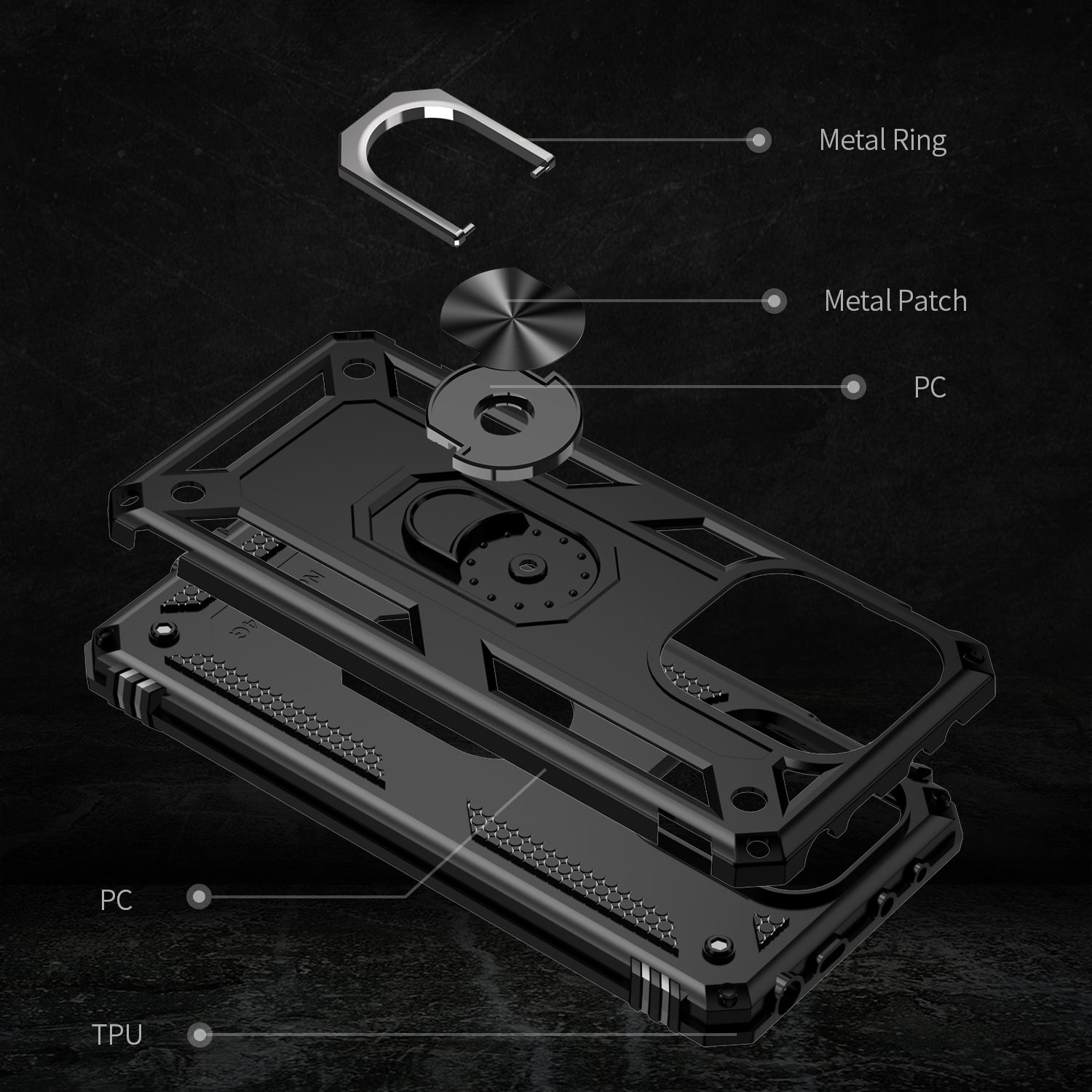 For Xiaomi Redmi Note 13 4G Case PC+TPU Shockproof Phone Cover with Kickstand