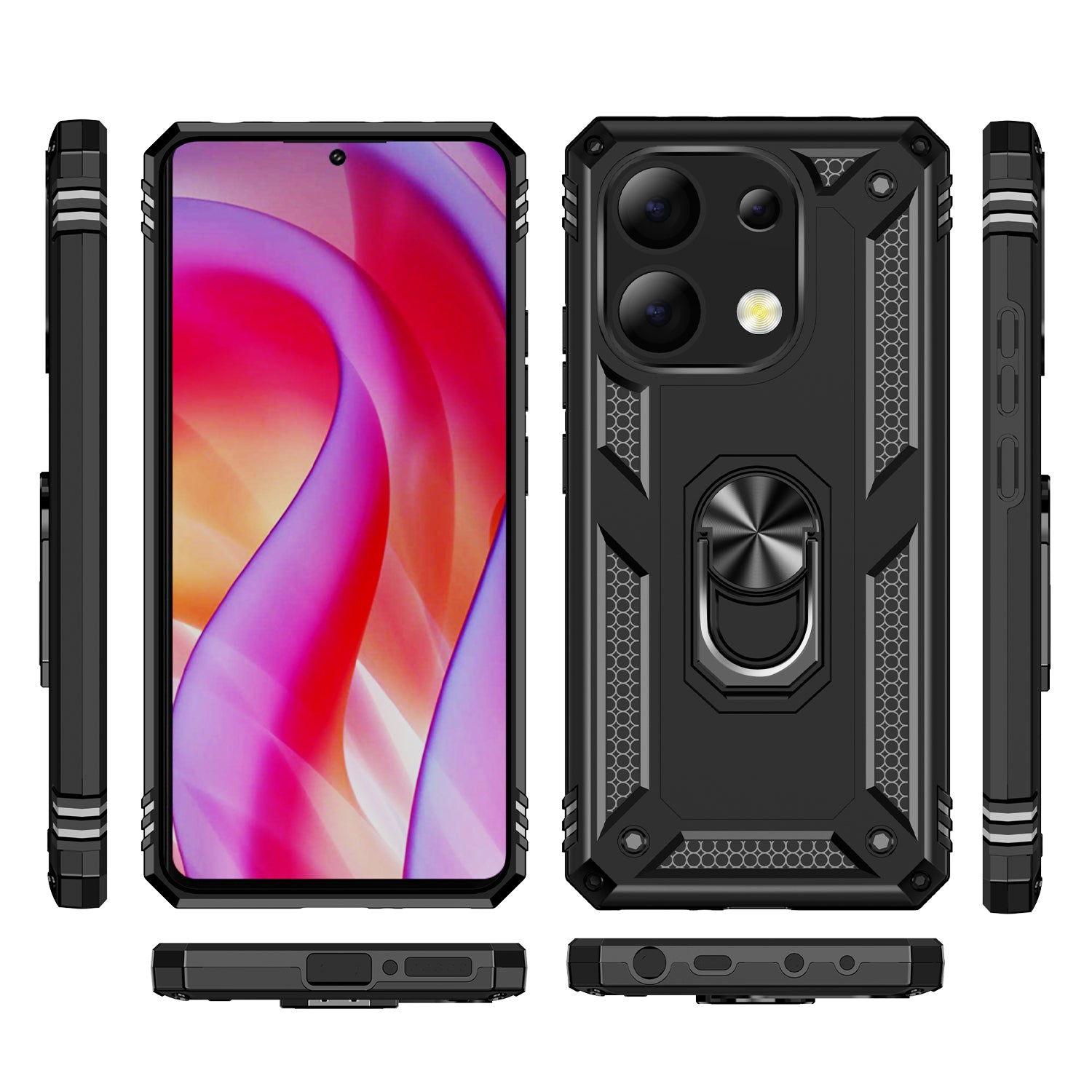 For Xiaomi Redmi Note 13 4G Case PC+TPU Shockproof Phone Cover with Kickstand