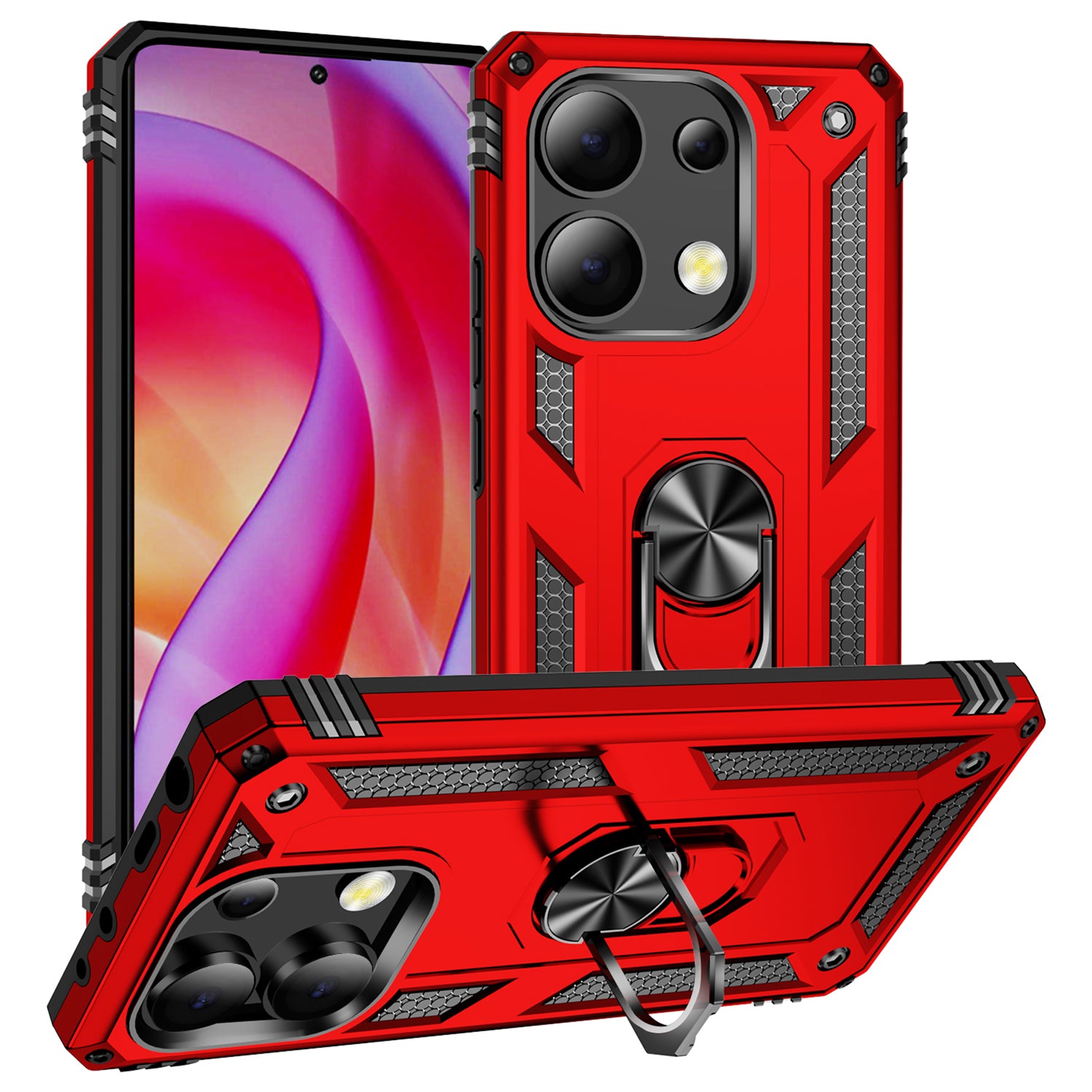For Xiaomi Redmi Note 13 4G Case PC+TPU Shockproof Phone Cover with Kickstand
