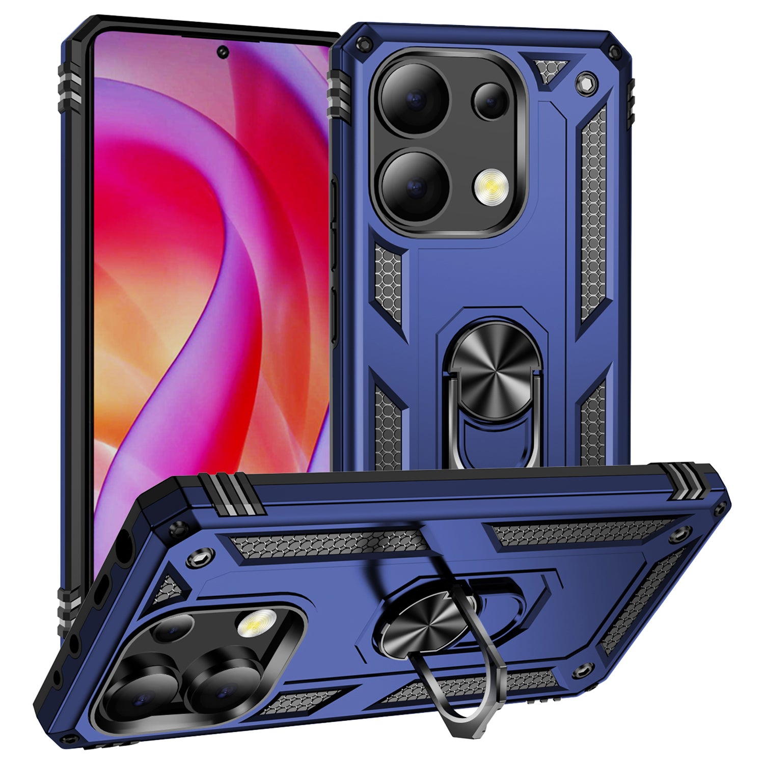 For Xiaomi Redmi Note 13 4G Case PC+TPU Shockproof Phone Cover with Kickstand