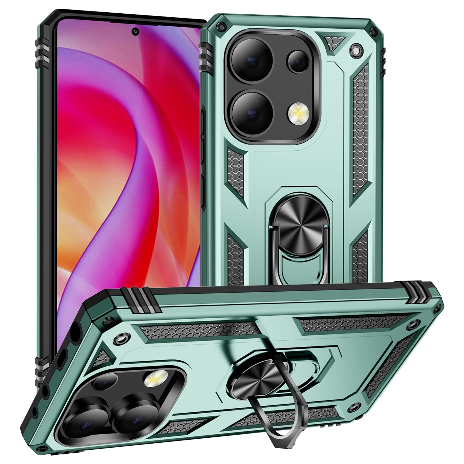 For Xiaomi Redmi Note 13 4G Case PC+TPU Shockproof Phone Cover with Kickstand