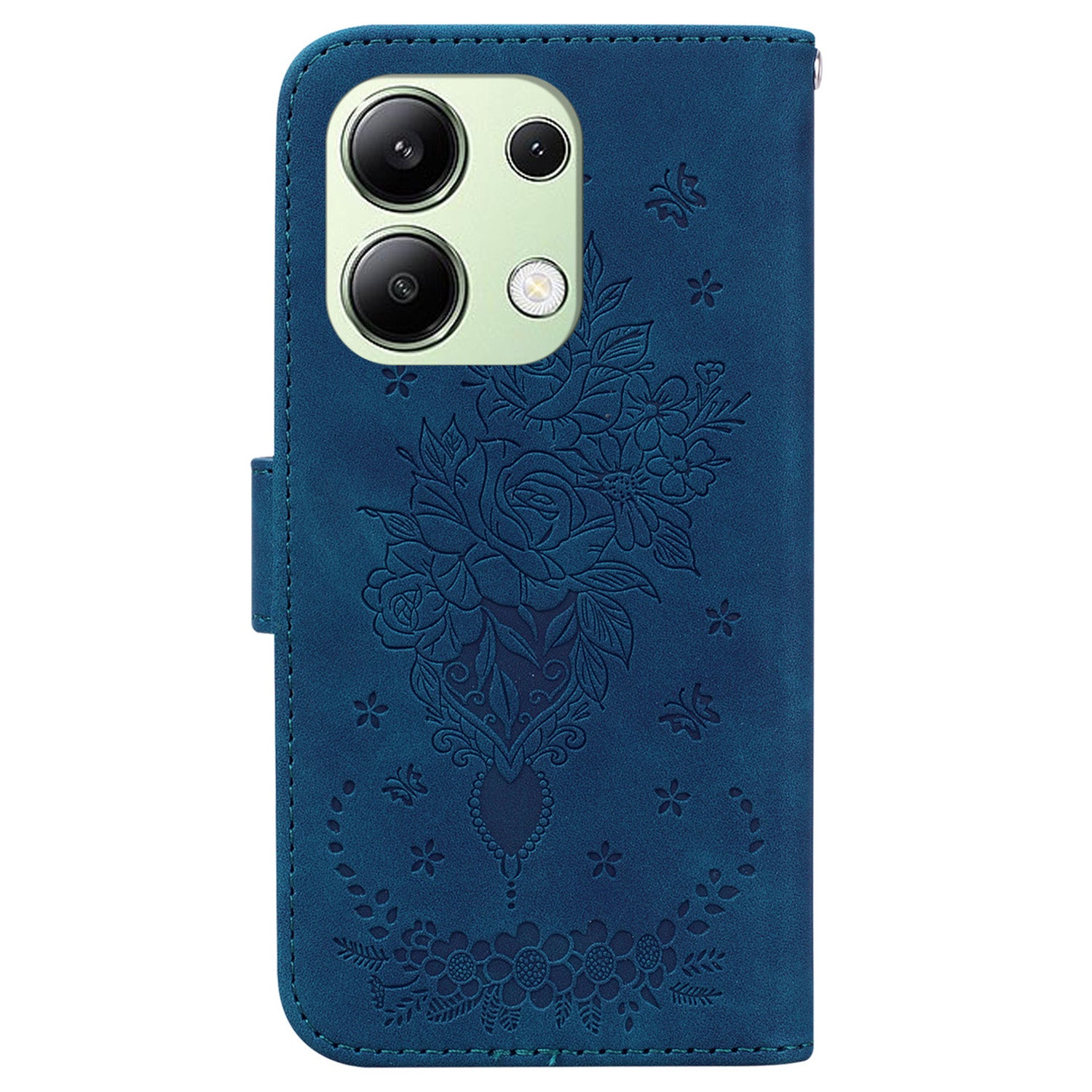 For Xiaomi Redmi Note 13 4G Leather Case Rose Butterfly Phone Cover with Wallet