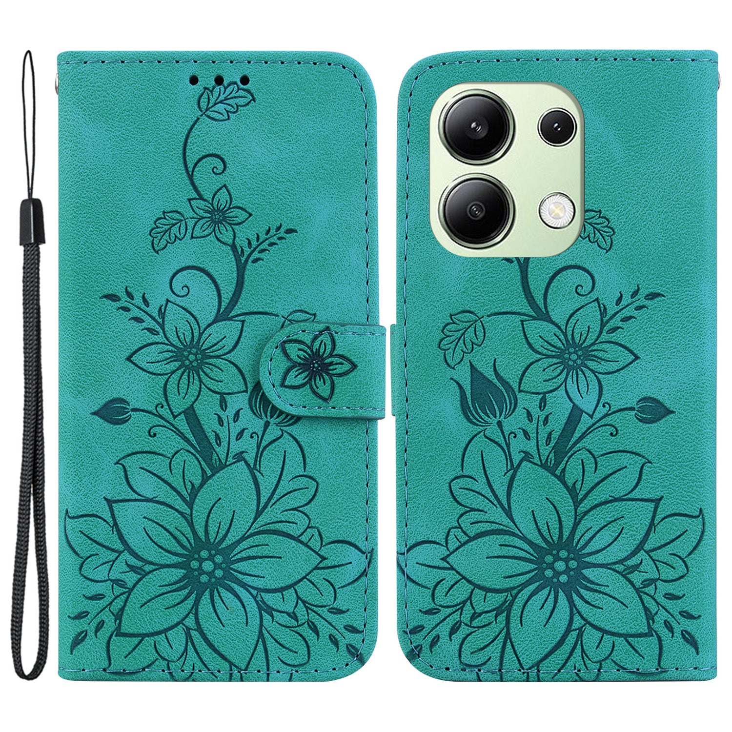 For Xiaomi Redmi Note 13 4G Leather Case Stand Phone Wallet Cover Flower Pattern