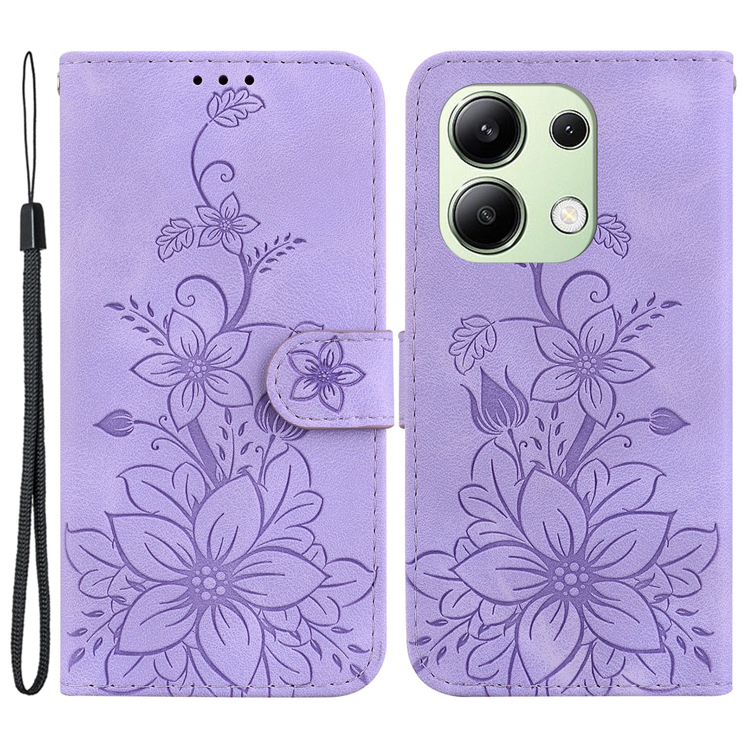For Xiaomi Redmi Note 13 4G Leather Case Stand Phone Wallet Cover Flower Pattern