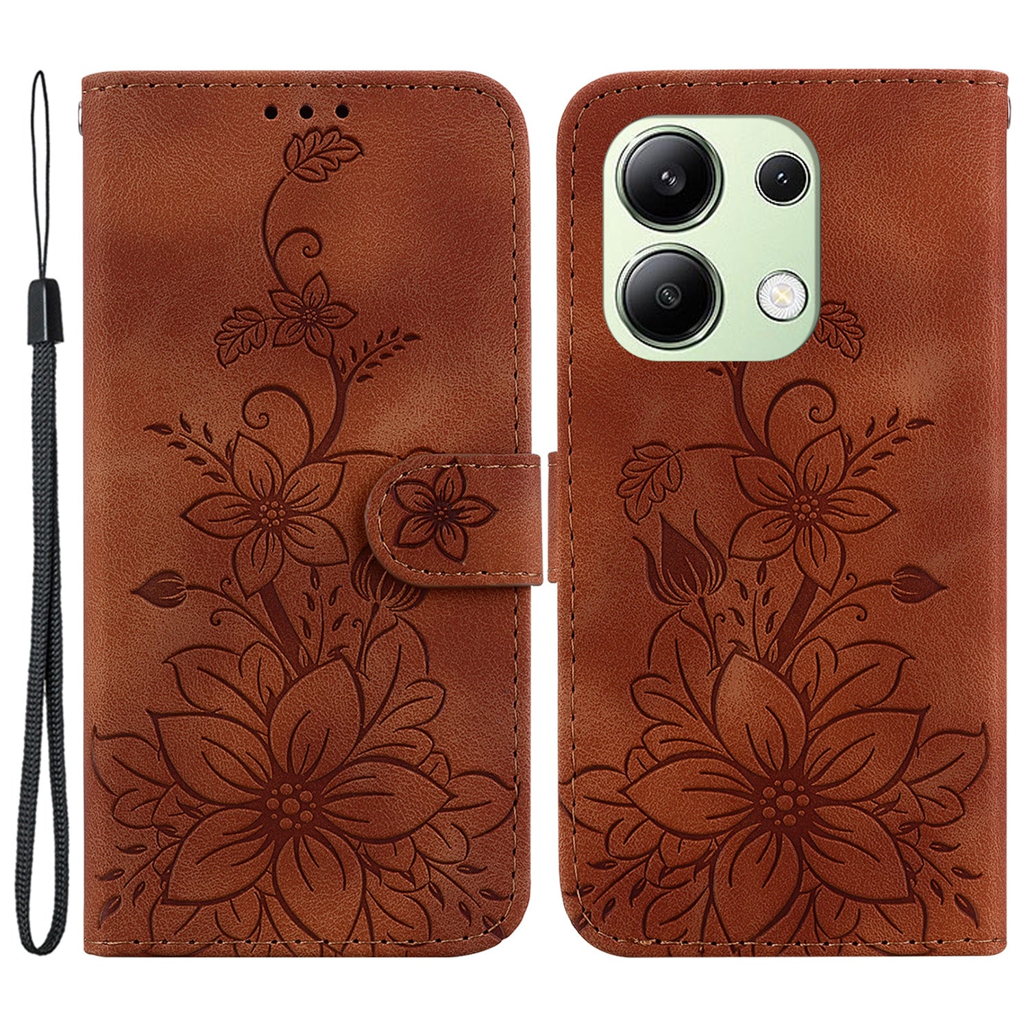 For Xiaomi Redmi Note 13 4G Leather Case Stand Phone Wallet Cover Flower Pattern