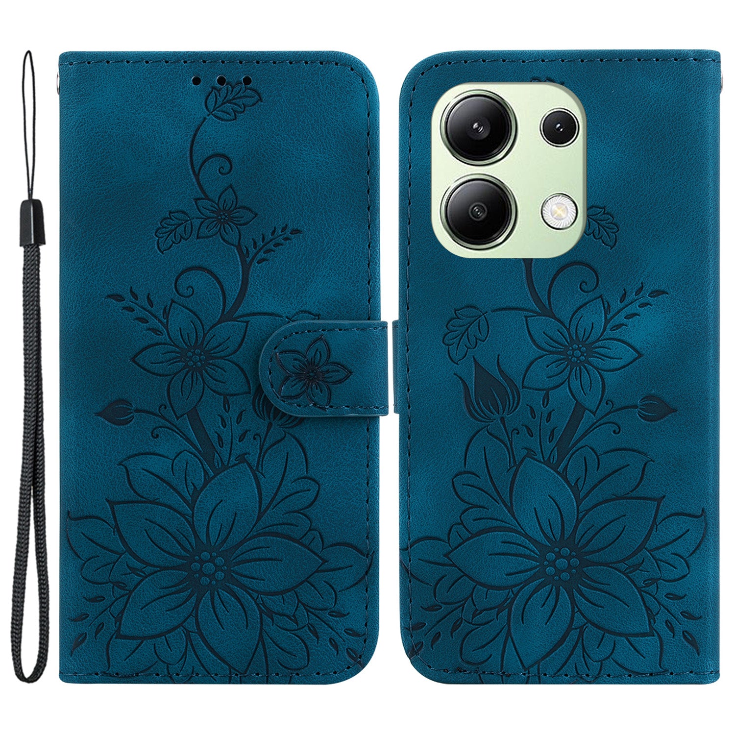 For Xiaomi Redmi Note 13 4G Leather Case Stand Phone Wallet Cover Flower Pattern