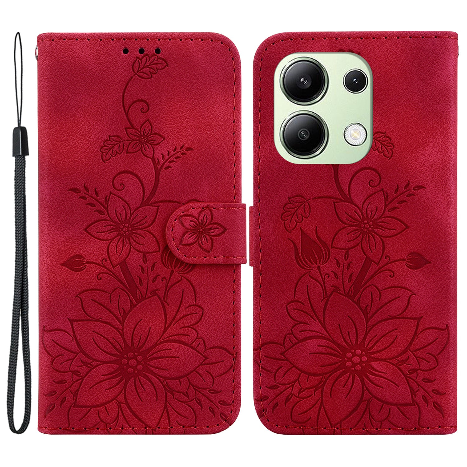 For Xiaomi Redmi Note 13 4G Leather Case Stand Phone Wallet Cover Flower Pattern