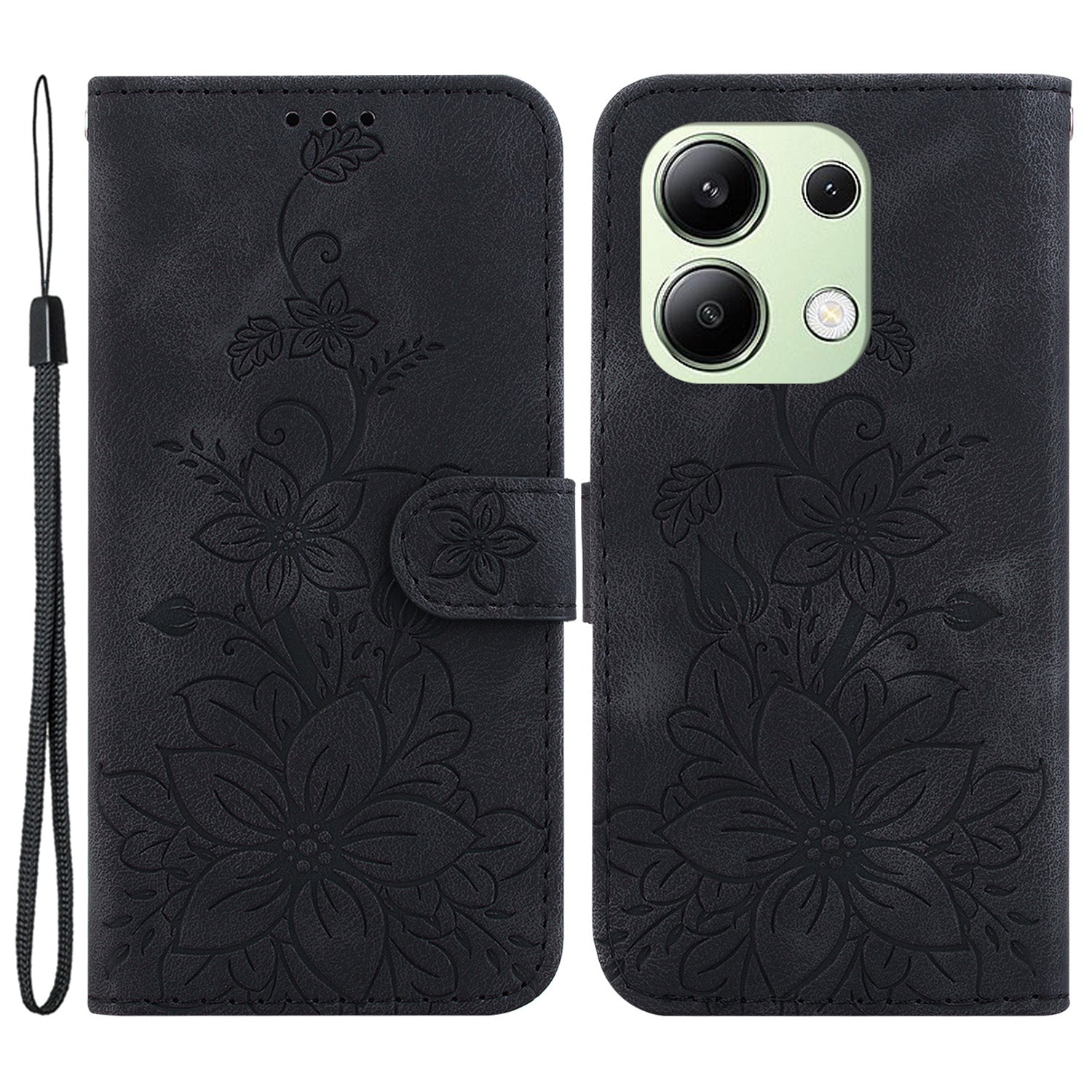 For Xiaomi Redmi Note 13 4G Leather Case Stand Phone Wallet Cover Flower Pattern