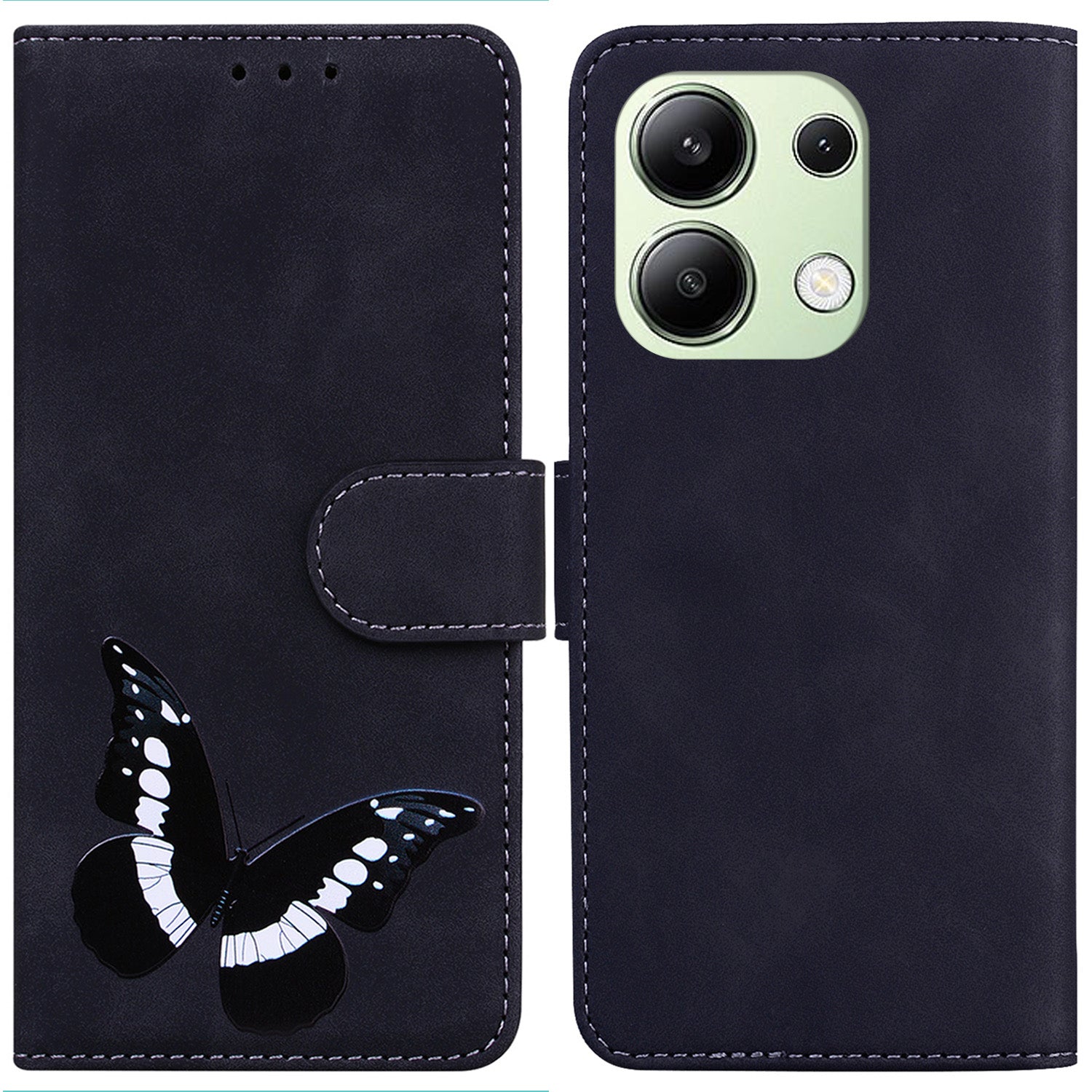 For Xiaomi Redmi Note 13 4G Leather Wallet Case Butterfly Printing Phone Cover