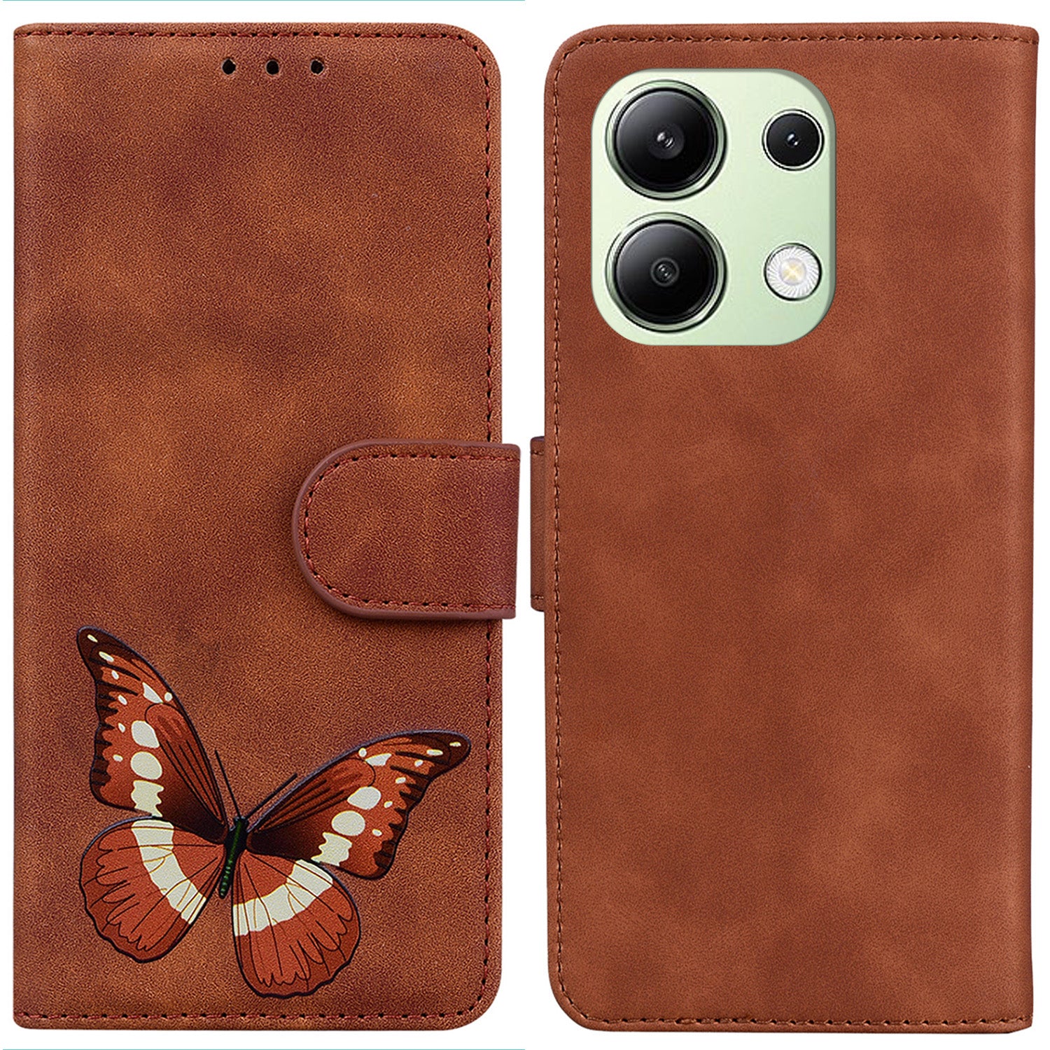 For Xiaomi Redmi Note 13 4G Leather Wallet Case Butterfly Printing Phone Cover
