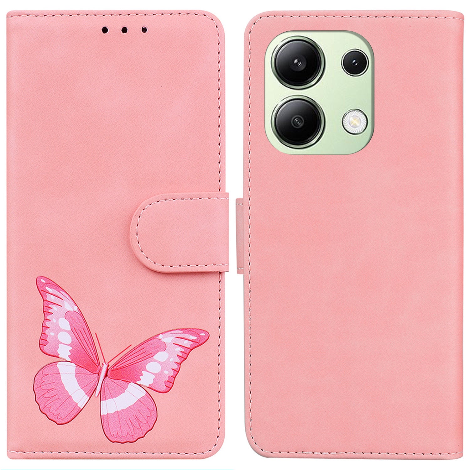 For Xiaomi Redmi Note 13 4G Leather Wallet Case Butterfly Printing Phone Cover