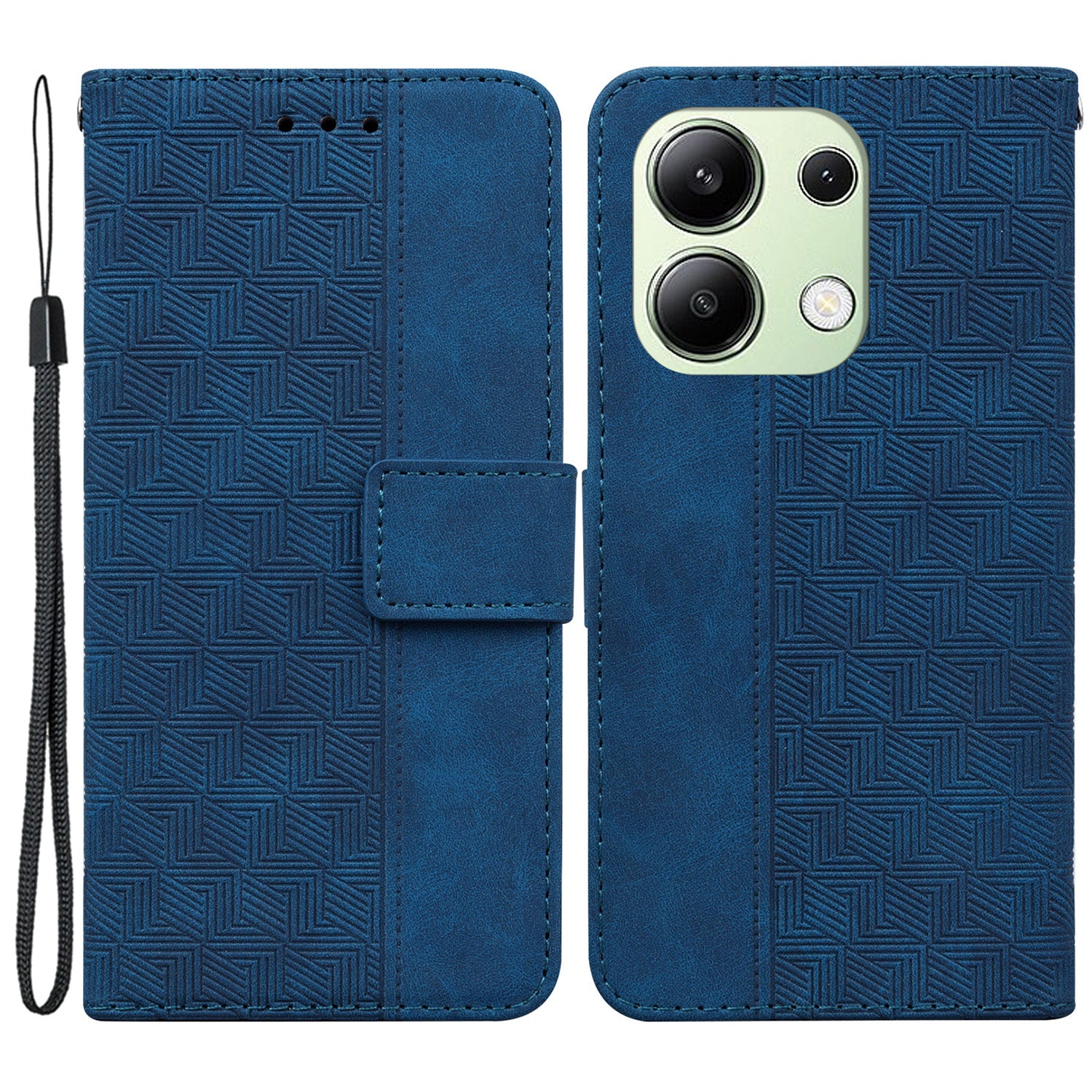 For Xiaomi Redmi Note 13 4G Case PU Leather Wallet Card Slots Geometry Imprinted Phone Cover