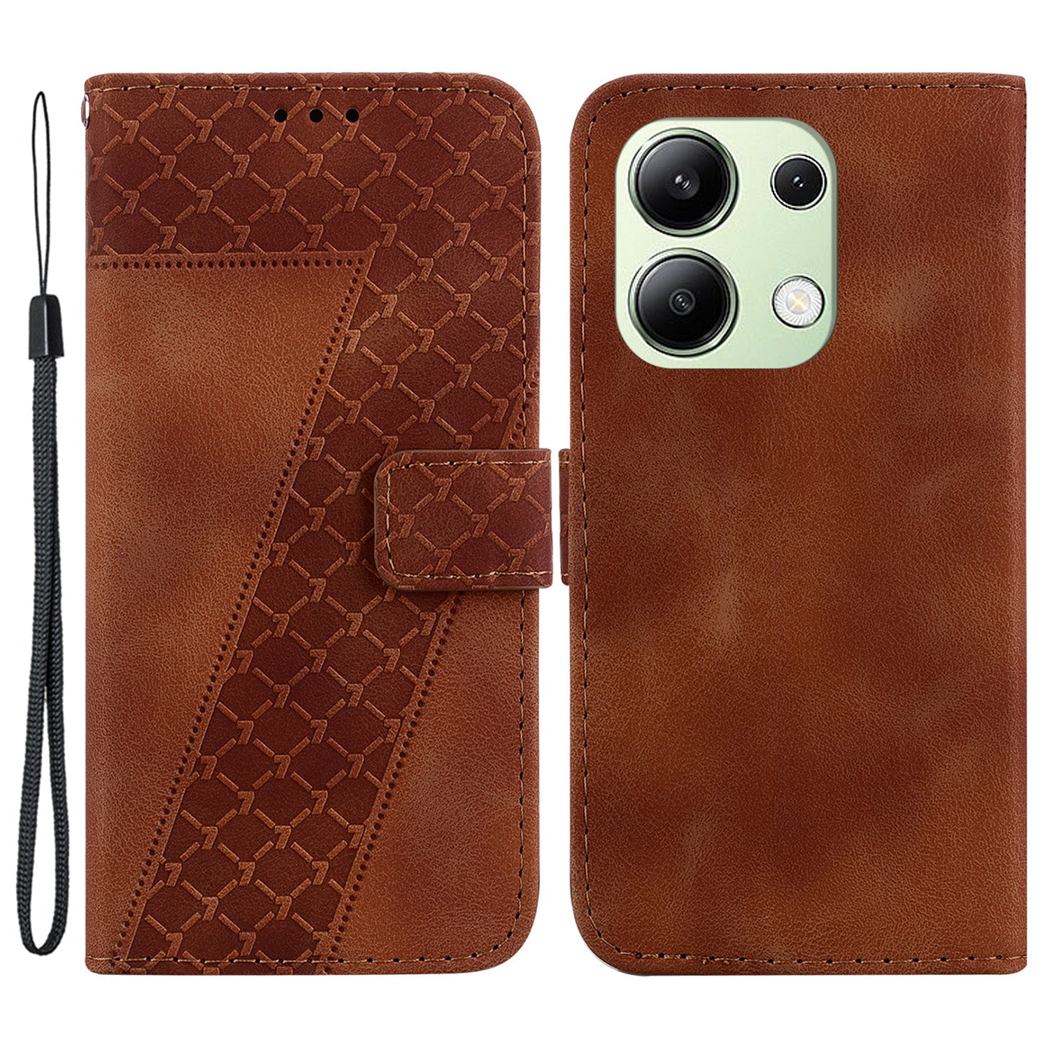 For Xiaomi Redmi Note 13 4G Leather Case Phone Wallet Cover 7-Shape Imprint