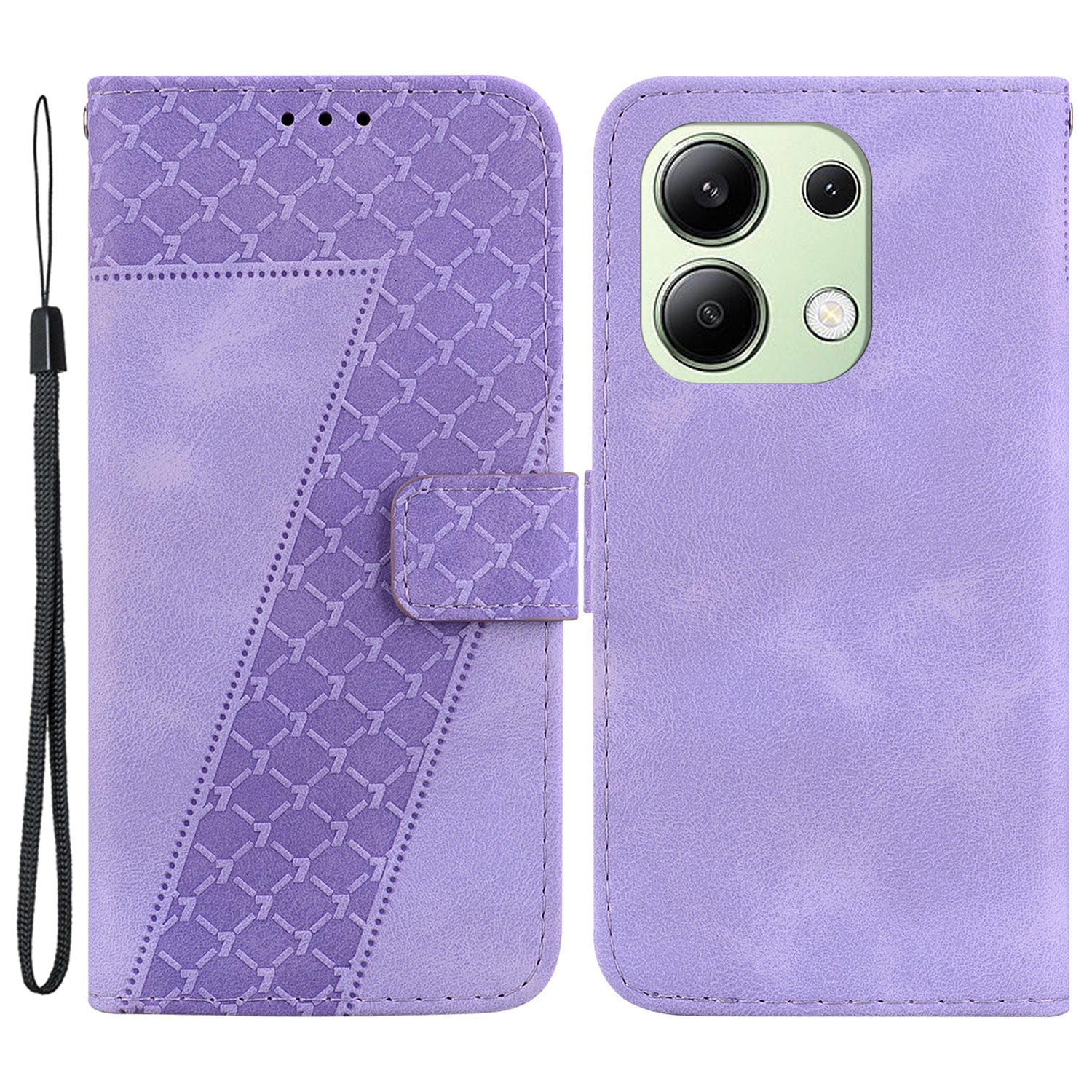 For Xiaomi Redmi Note 13 4G Leather Case Phone Wallet Cover 7-Shape Imprint