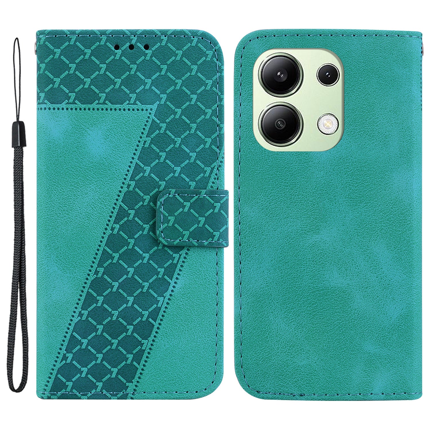 For Xiaomi Redmi Note 13 4G Leather Case Phone Wallet Cover 7-Shape Imprint