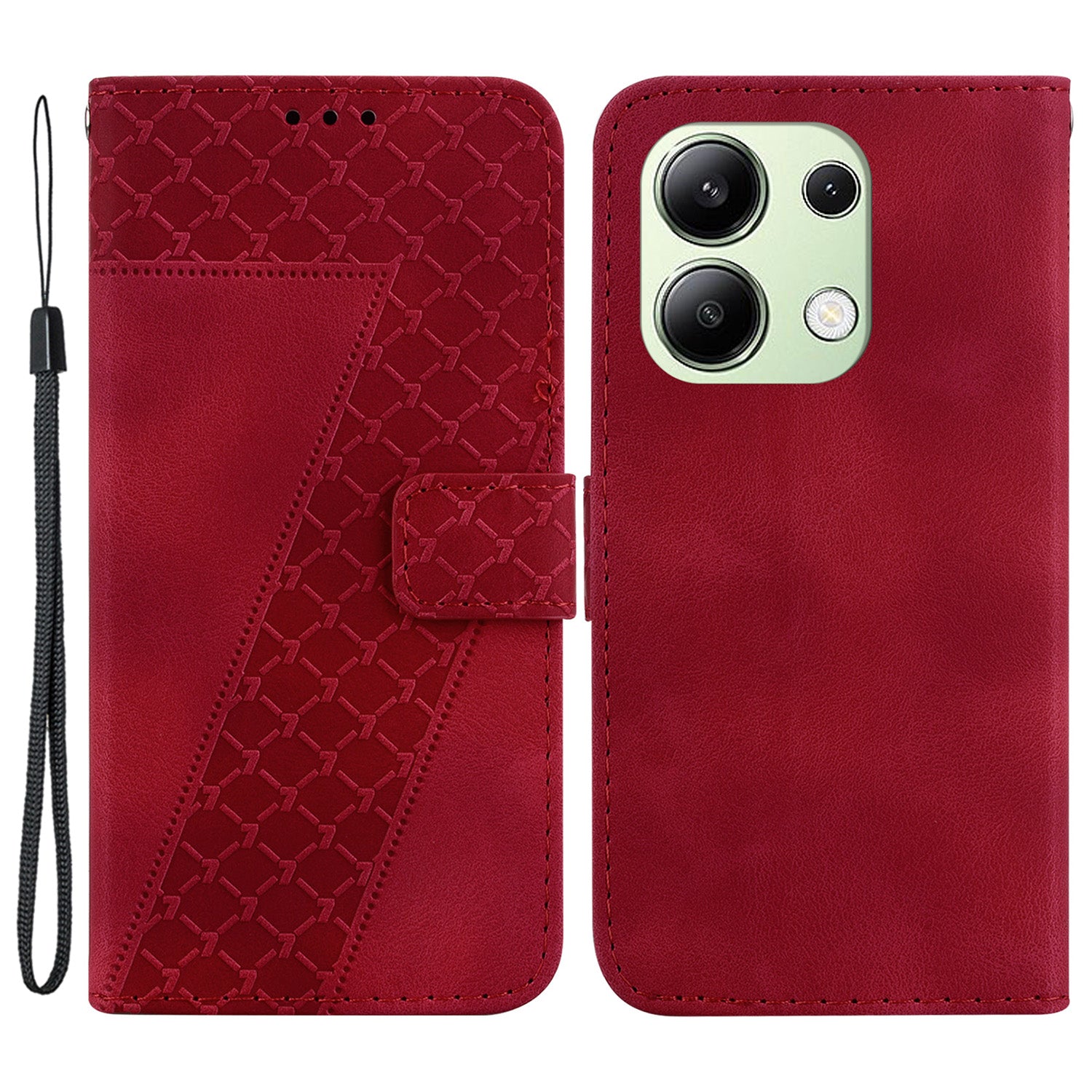 For Xiaomi Redmi Note 13 4G Leather Case Phone Wallet Cover 7-Shape Imprint