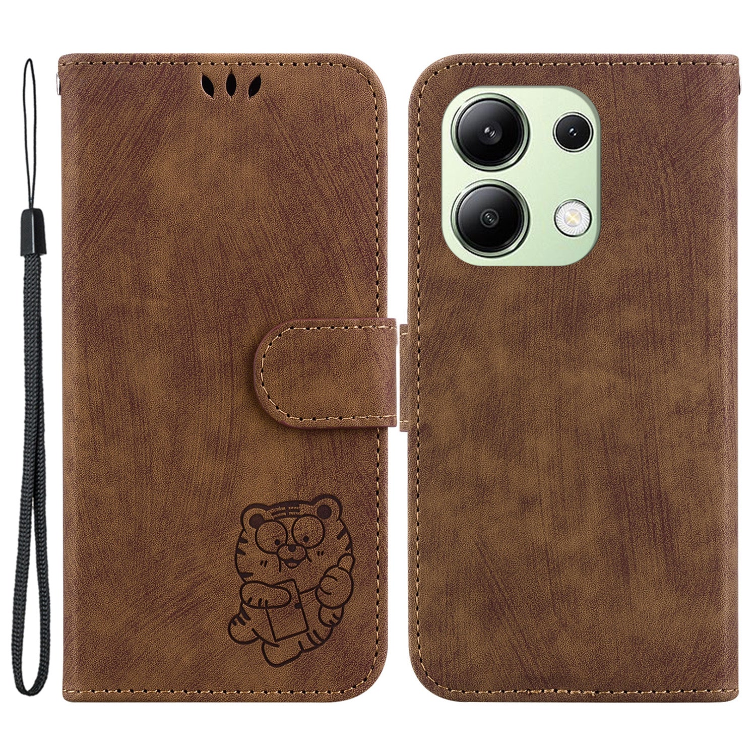 For Xiaomi Redmi Note 13 4G Case Cute Tiger Imprinted Leather Phone Cover