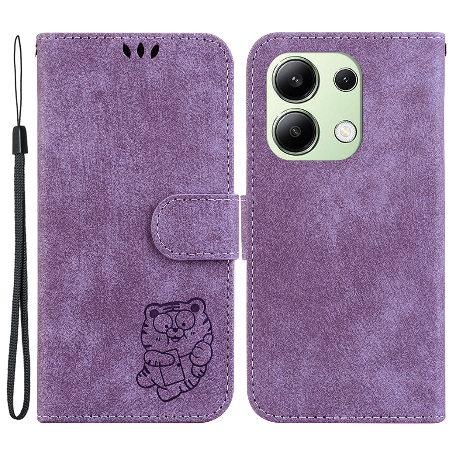 For Xiaomi Redmi Note 13 4G Case Cute Tiger Imprinted Leather Phone Cover