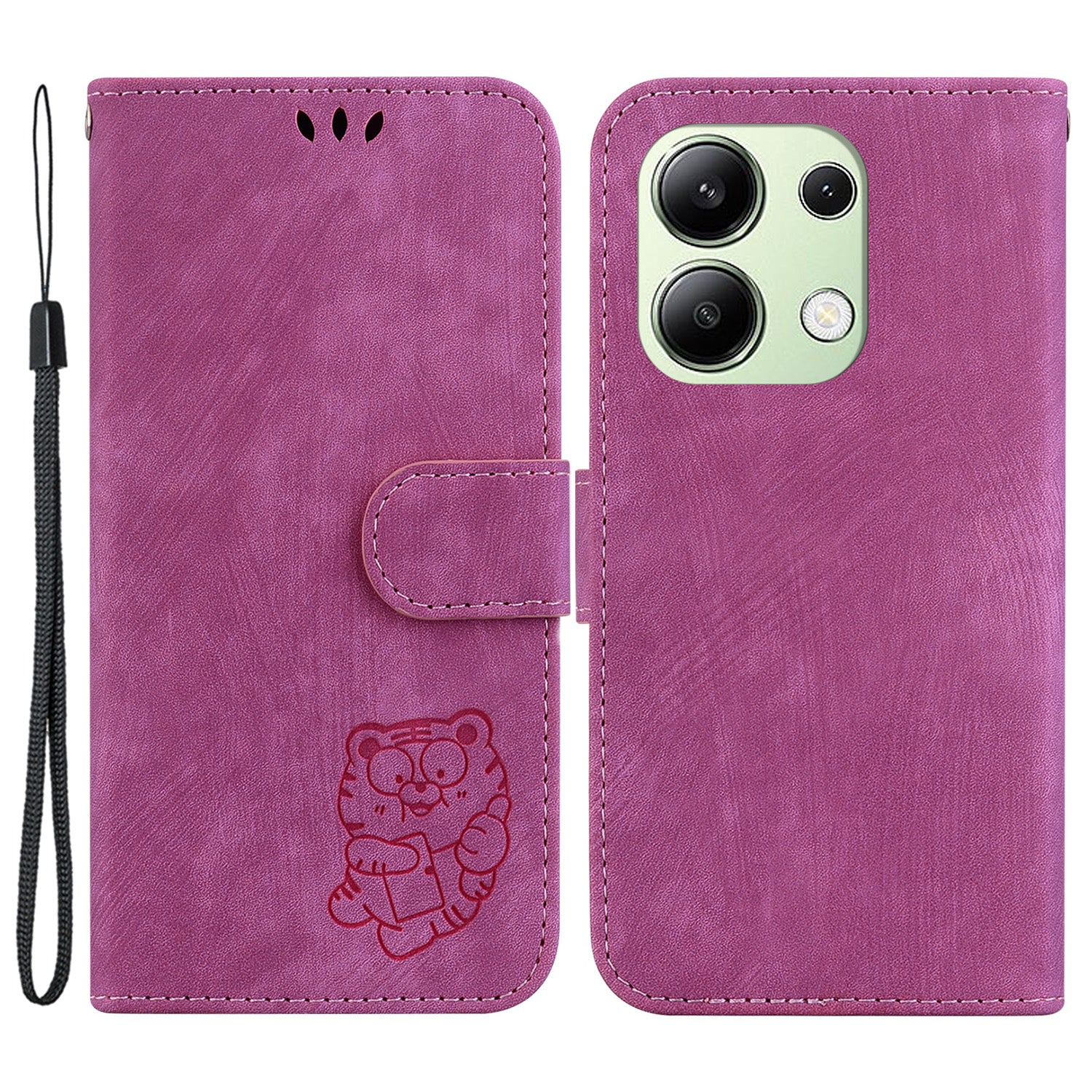 For Xiaomi Redmi Note 13 4G Case Cute Tiger Imprinted Leather Phone Cover