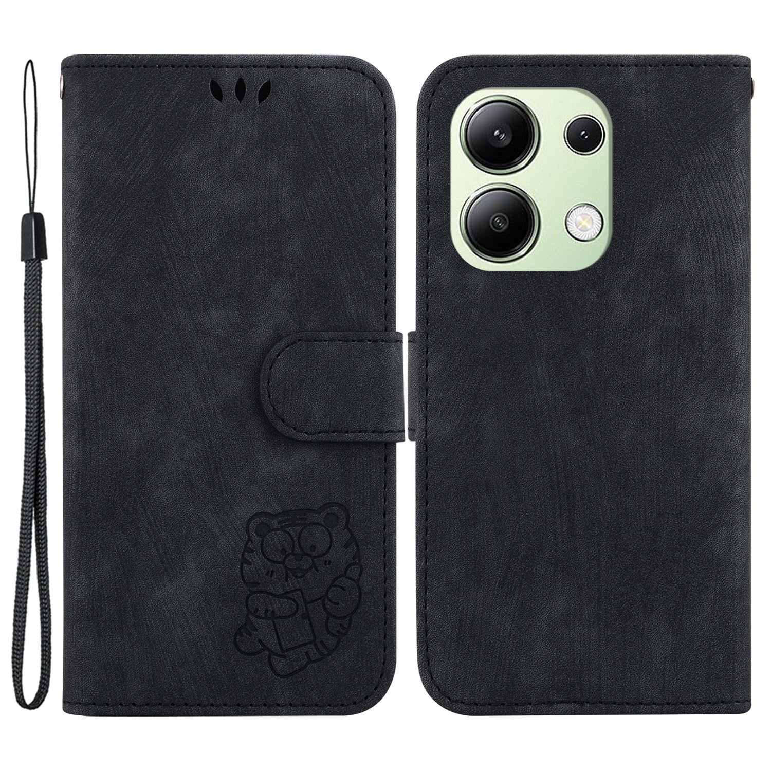 For Xiaomi Redmi Note 13 4G Case Cute Tiger Imprinted Leather Phone Cover
