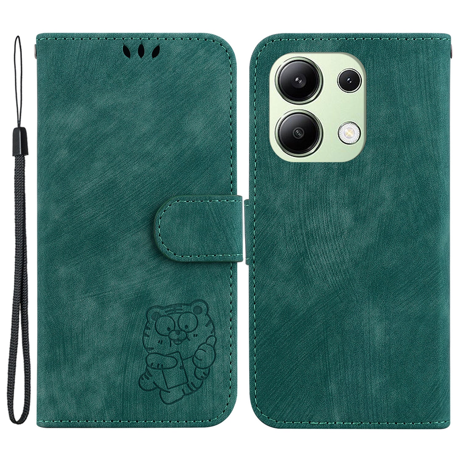 For Xiaomi Redmi Note 13 4G Case Cute Tiger Imprinted Leather Phone Cover