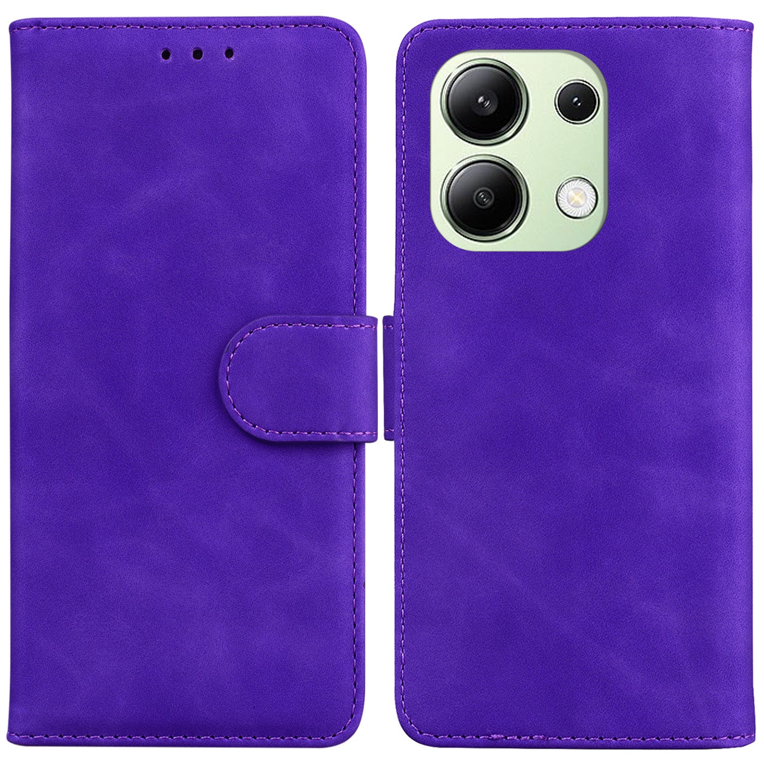 For Xiaomi Redmi Note 13 4G Case Flip Stand Solid Color Design Phone Cover