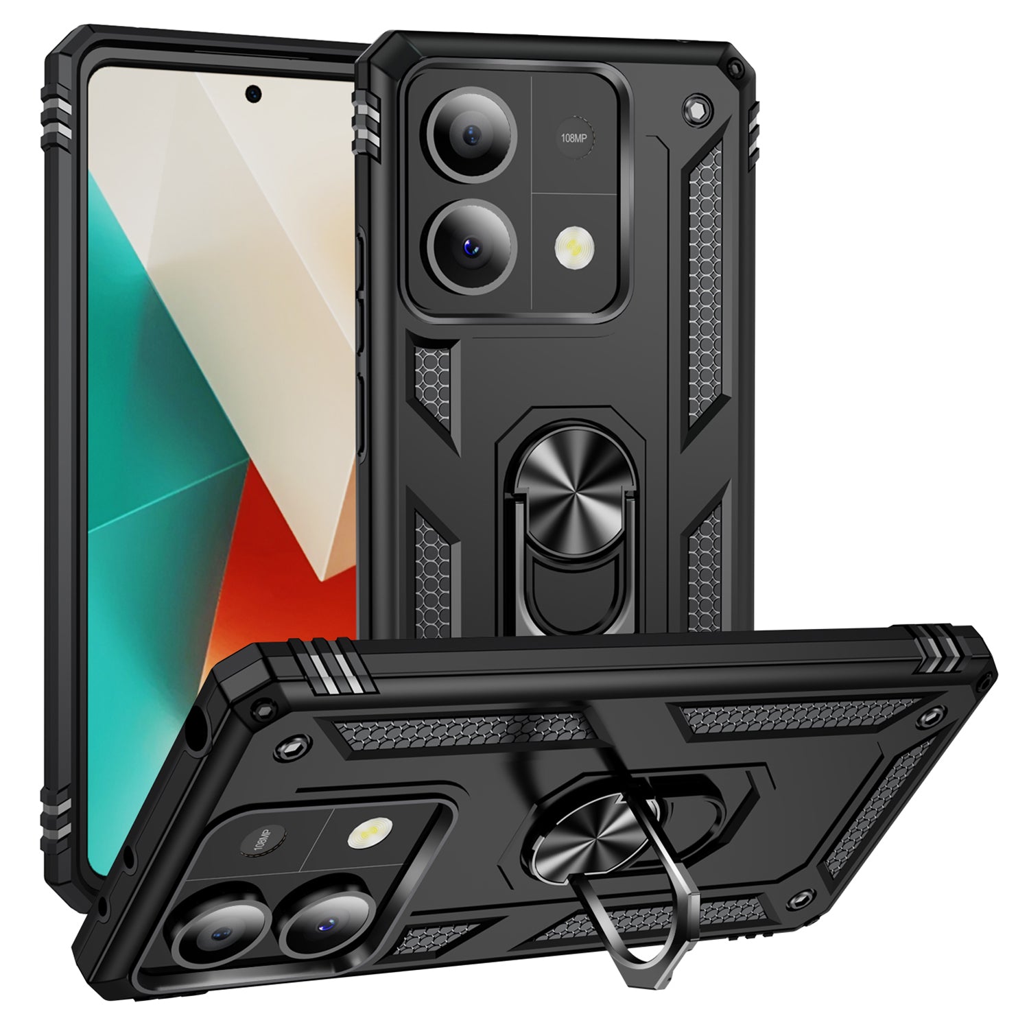 For Xiaomi Redmi Note 13 5G (Global) Kickstand Case Shockproof PC+TPU Phone Cover